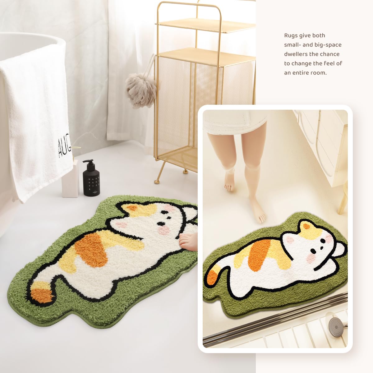 Bear Bathroom Rug Cute Bath Mat, Plush Microfiber Soft Shower Rug Non-Slip Bath Rug Water Absorbent Thick Shaggy Floor Mats, Mac