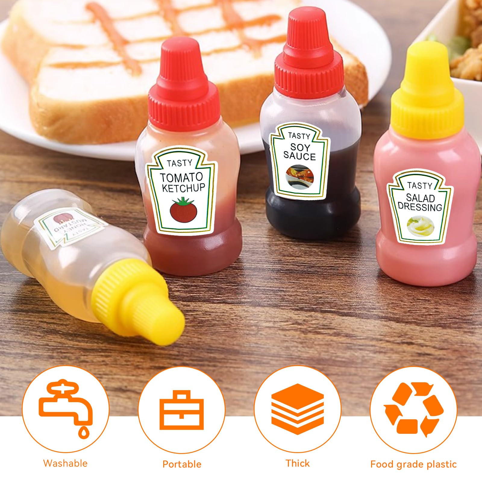 12 Pcs Mini Ketchup Bottles For Bento Box Accessories 25Ml Condiment Squeeze Bottles Plastic Sauce Container For Sauce Condiment