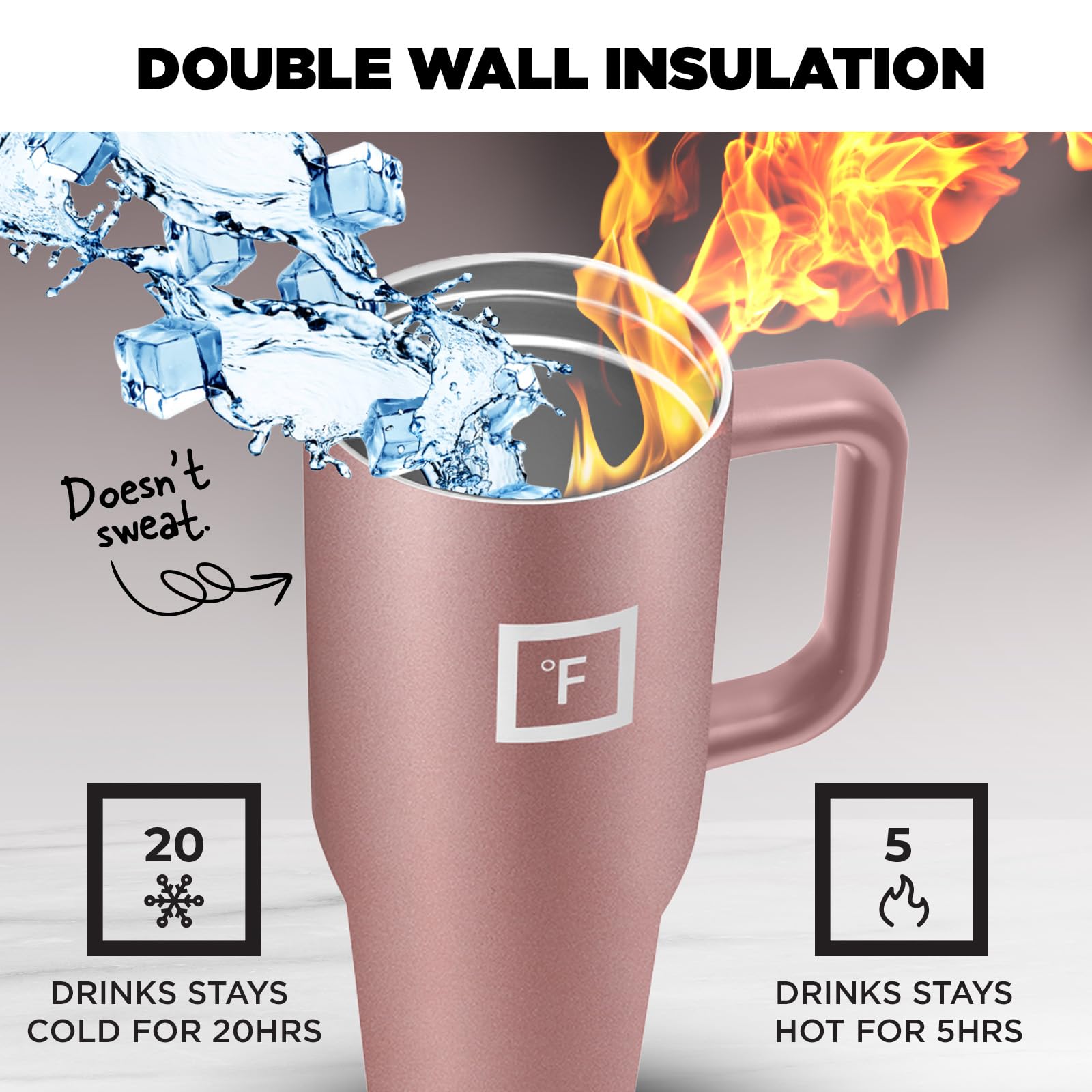 Iron Flask Co-Pilot Insulated Mug W/Straw & Flip Cap Lids - Cup Holder Bottle For Hot, Cold Drink - Leak-Proof - Water, Coffee P