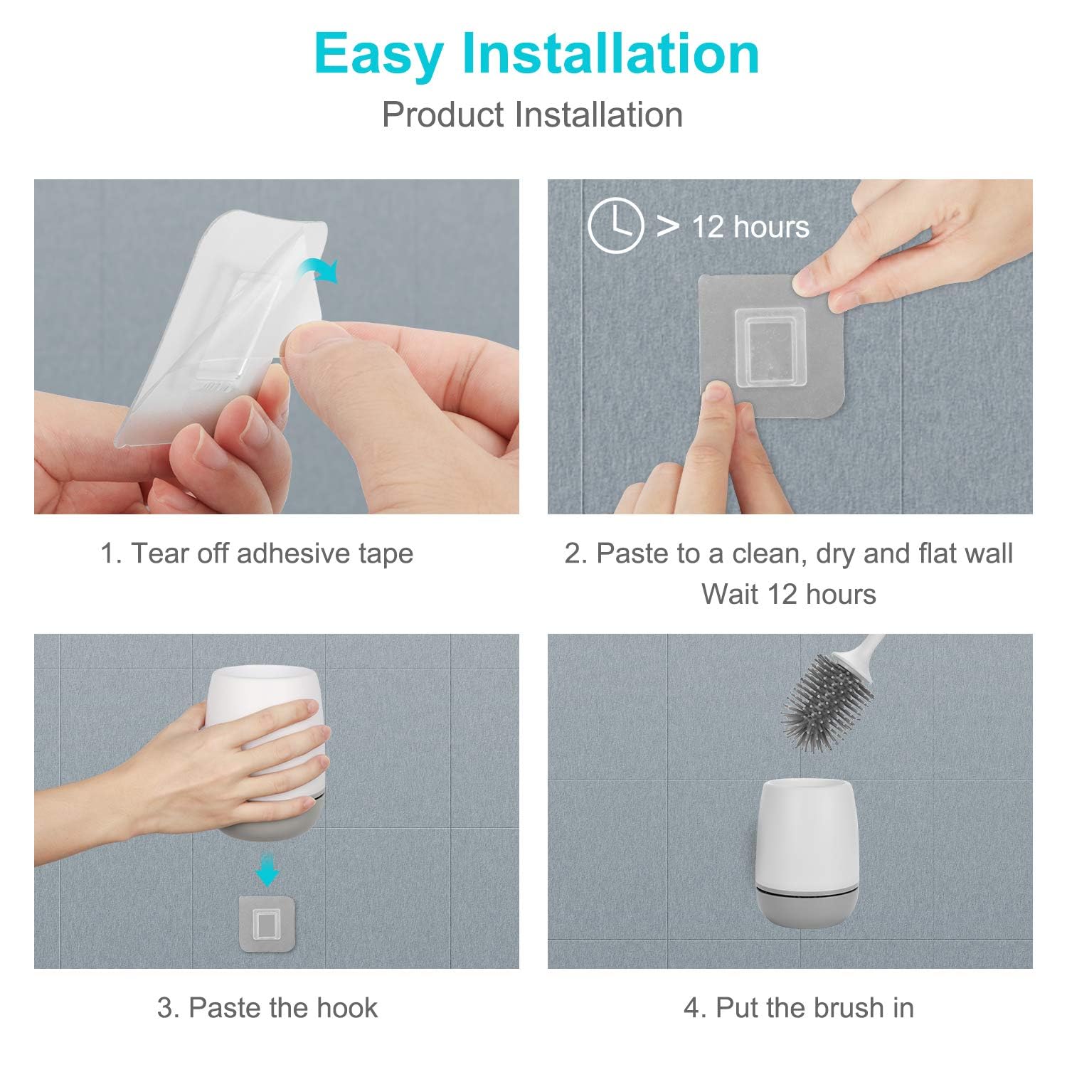 Hetlesh Toilet Brush And Holder Set For Bathroom, Flexible Toilet Cleaning Bowl Brush Head With Silicone Bristles, Compact Size