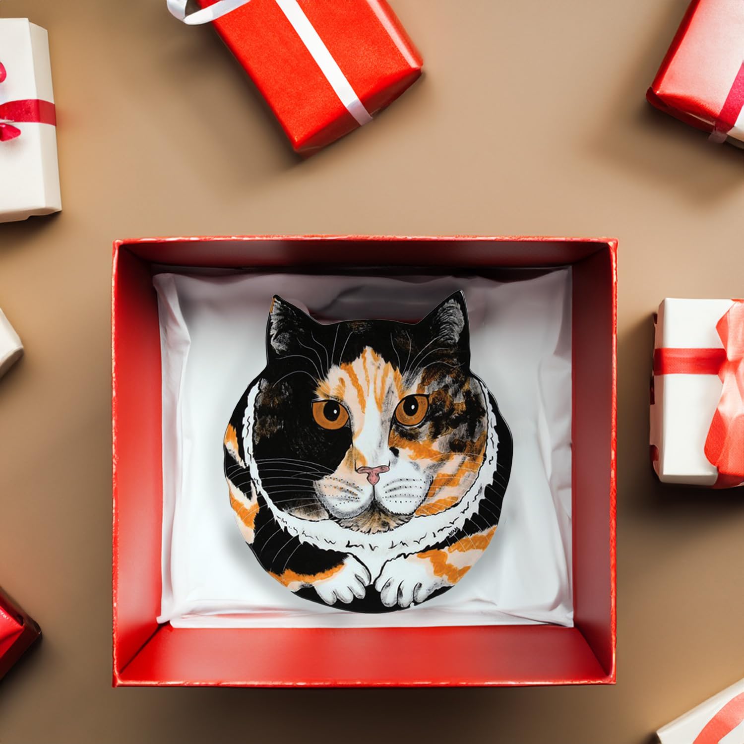 Pavilion Gift Company Sydney-Calico-10.75'' Cat Plate, 10.75'', Multicolored