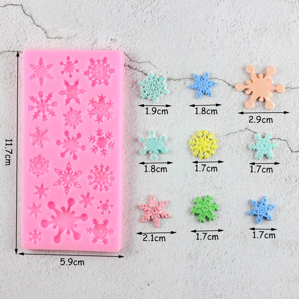 Tvoip 2Pcs Christmas Theme Silicone Mold Elk Snowflake Tree Deer Fondant Dessert Ice Cube Candy Chocolate Mold