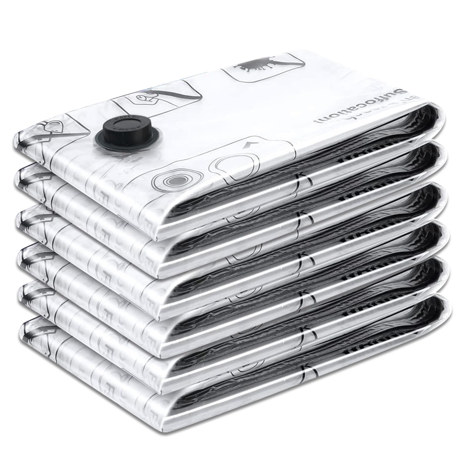 Iwarmbase Pack Of 6 Vacuum Bags For Clothes (60 X 40 Cm) Clothes Storage & Organisation, Vacuum Bags Reusable Vacuum Bags Clothe