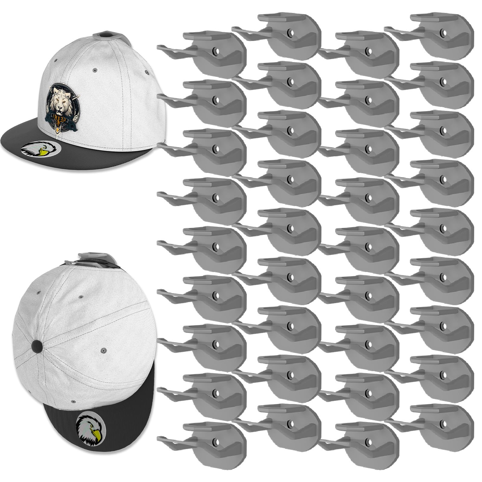 36 Pack Adhesive Hat Hooks For Wall, Super Strong Hat Rack For Baseball Caps, Hat Organizer Display For Home Decor, Hat Hangers