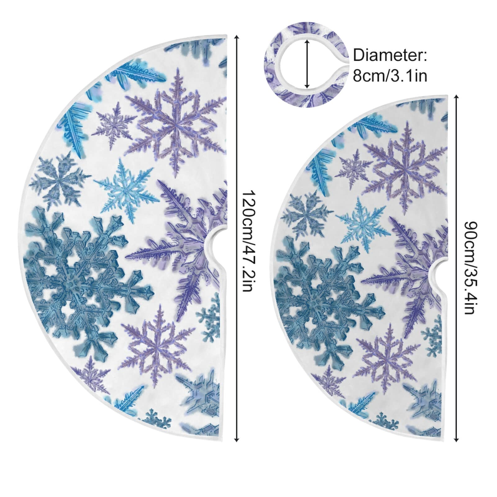 Christmas Purple Blue Snowflake Tree Skirt, Seasonal Tree Mat Holiday Party Supplies Ornaments Indoor Outdoor Decorations for Ta