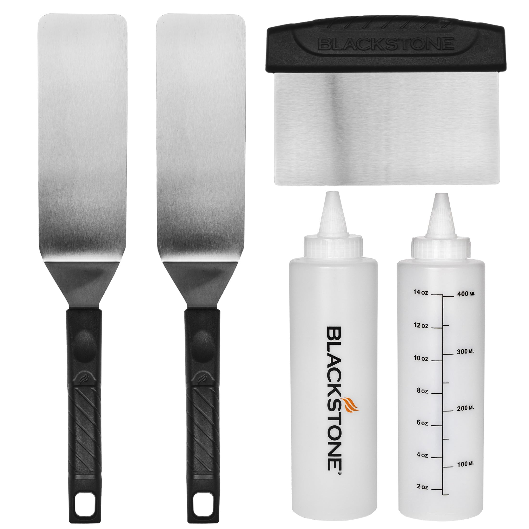 Blackstone 1542 5-Piece Professional Griddle Accessory Toolkit with 2 Squeeze Bottles, 2 Spatulas, and 1 Scraper