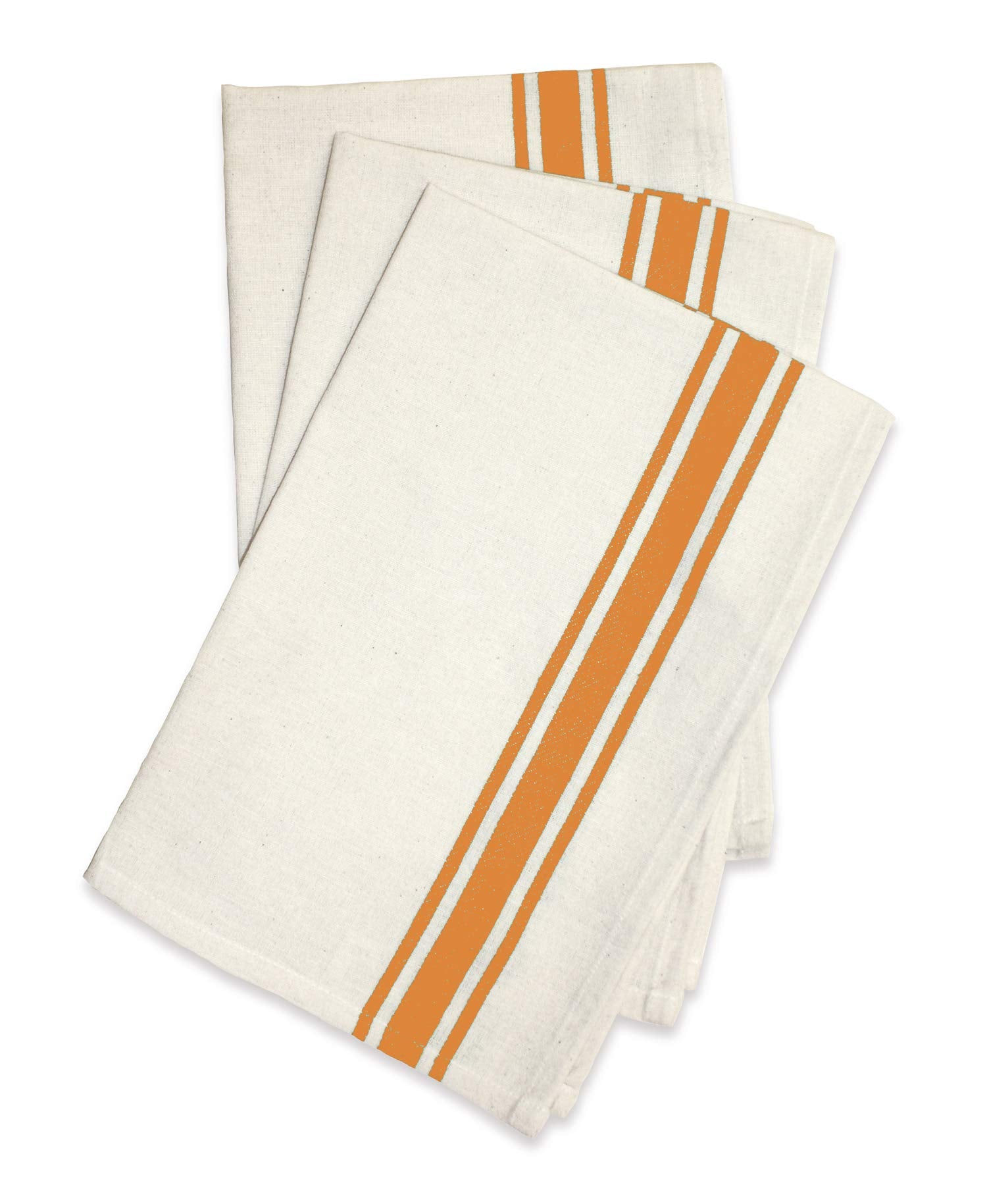 Aunt Martha'S Stitch 'Em Up Vintage Box Stripe Towels, 18 By 28-Inch, Orange On Natural, 3-Pack