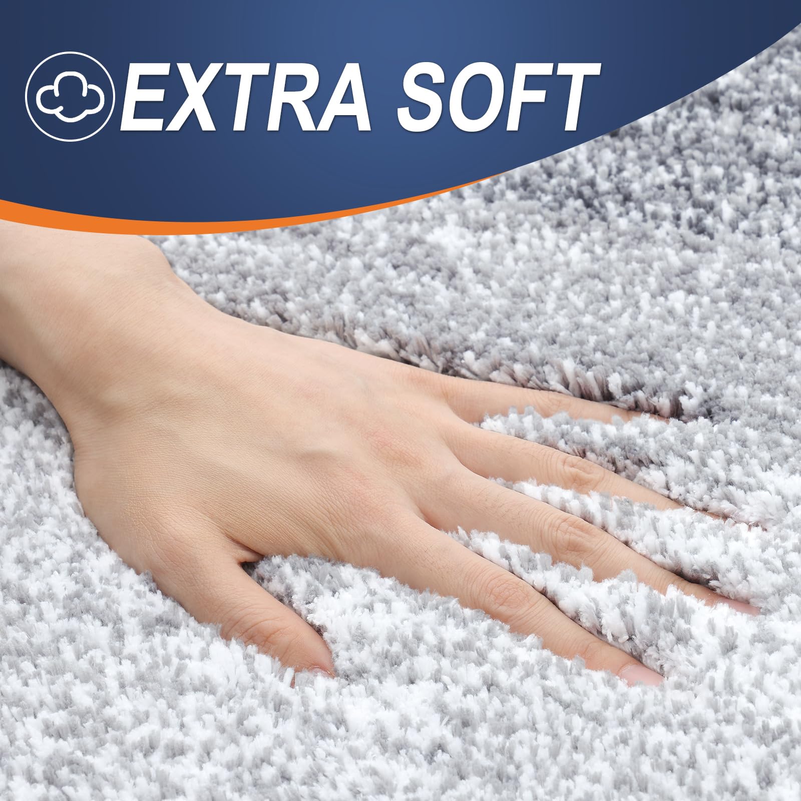 OLANLY Luxury Bathroom Rug Mat 47x24  Extra Soft and Absorbent Microfiber Bath Rug  Non-Slip Plush Shaggy Bath Carpet Runner  Machine Wash Dry  Bath Mat for Bathroom Floor  Tub and Shower  Light Grey