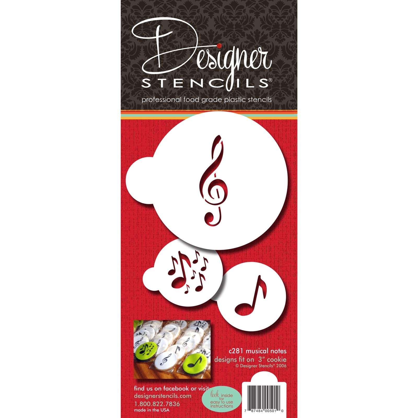 Designer Stencils Musical Cookies Stencil, Beige/Semi-Transparent