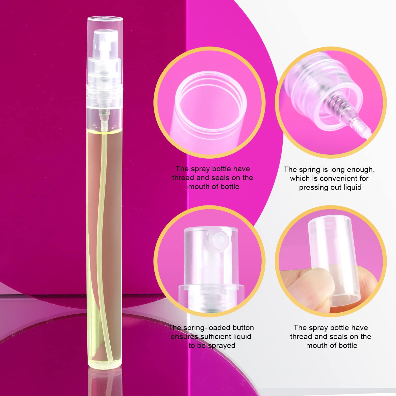 Teenitor Mini Spray Bottle, 20 Pack 10Ml Perfume Bottle Empty, Plastic Refillable Perfume Bottles Atomizer, Sample Bottle Fine M