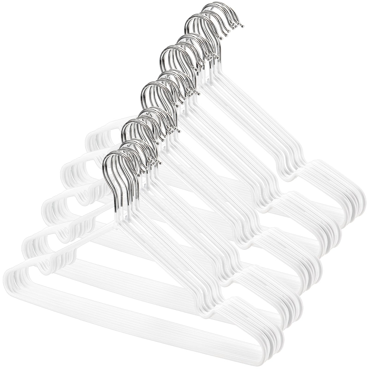 Tosnail 50 Pack 16-Inch Stainless Steel Wire Metal Hangers Non-Slip Hangers Closet Clothes Hangers Space Saving Hangers - White