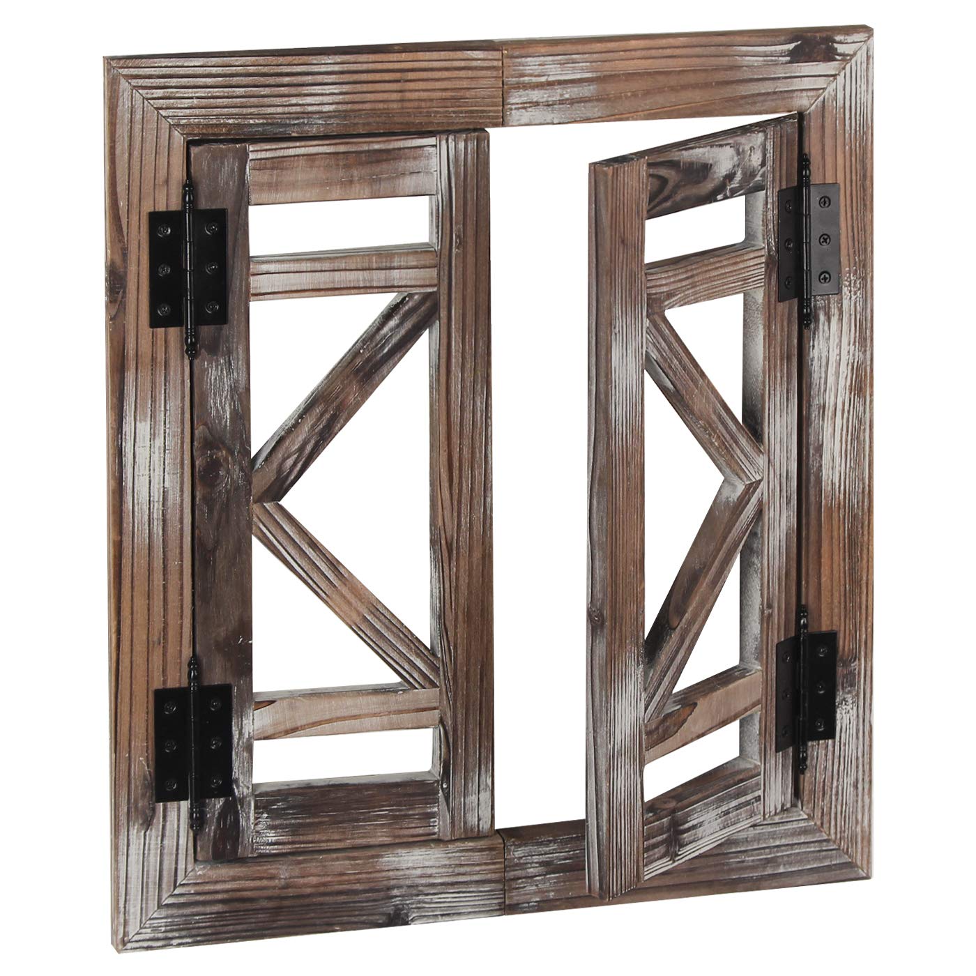 J JACKCUBE DEISGN Rustic Wood Window Frame with Opening-doors, Wall Art Decor Hanging Window Panes, Farmhouse Wall D  cor for Li