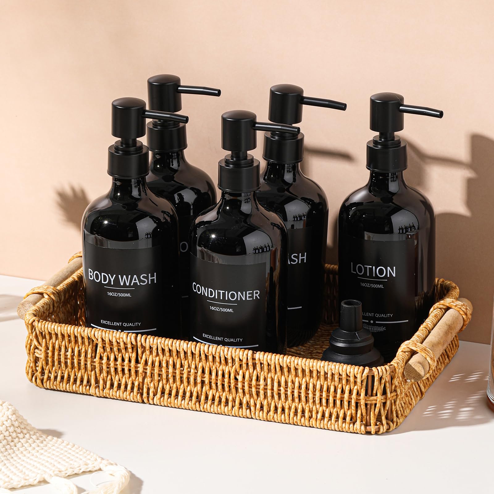 Shampoo And Conditioner Dispenser(5Pack)16.9Oz Shampoo And Conditioner Bottles,Refillable Shampoo And Conditioner Bottles,Shampo