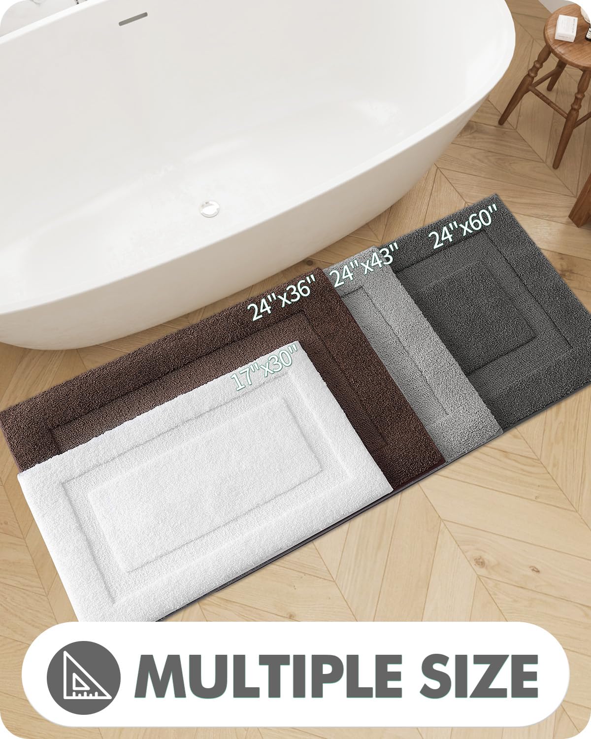 Lumi Bathroom Rugs, 24''X43'' Ultra Soft Bath Mats For Bathroom, Absorbent Bath Mat, Microfiber Washable Bath Rug, Non Slip Rubb