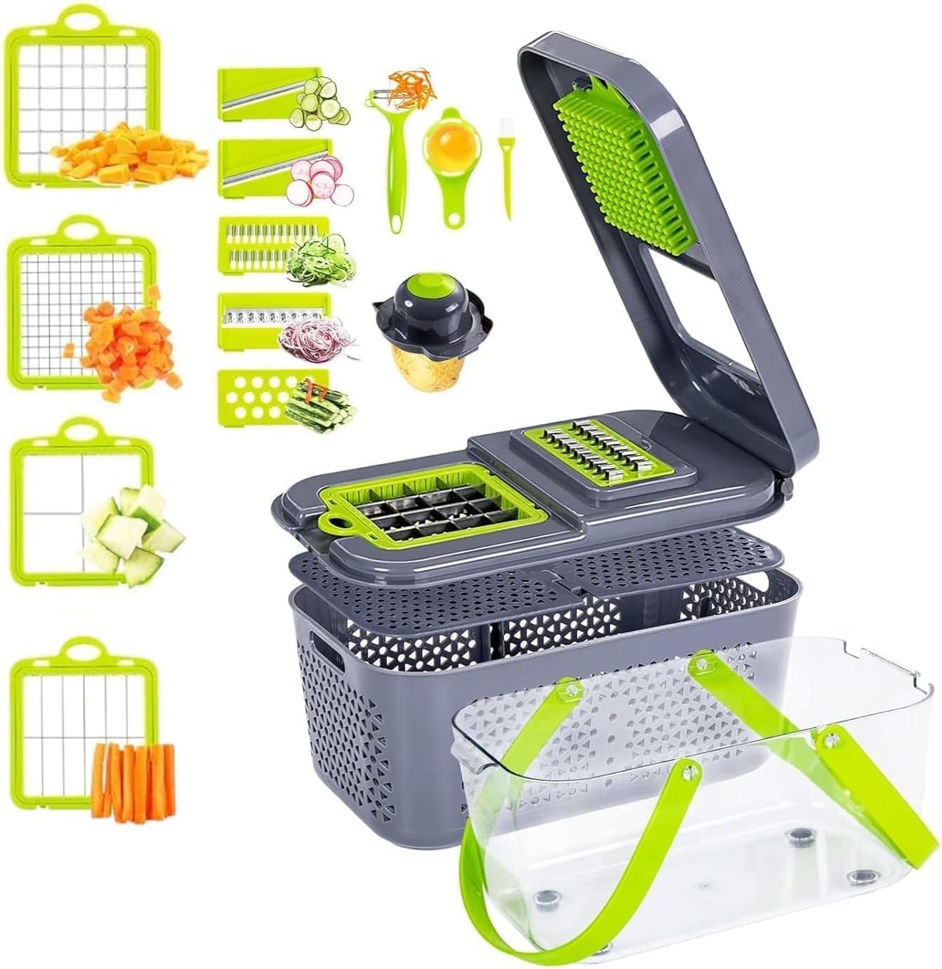 Lumevo 22In1 Multipurpose Vegetable Chopper, Fruit & Vegetable Cutter With Grater, Peeler And Chipser, FoodGrade Unbreakable 
