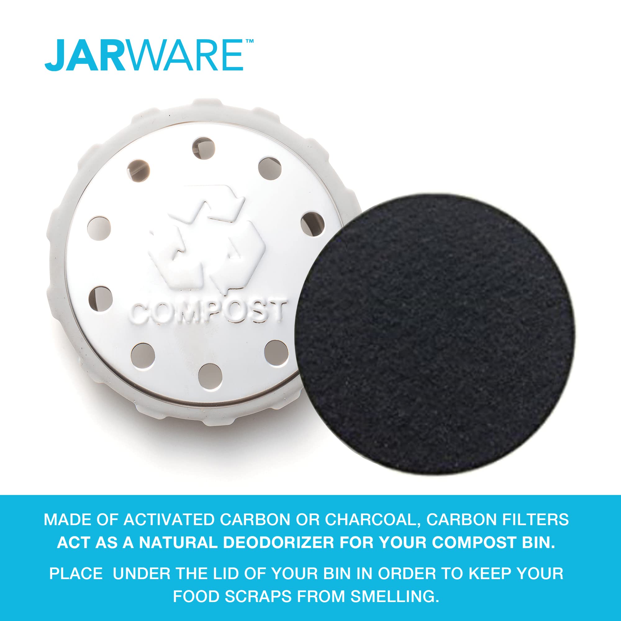 Jarware Mason Jar Lid, Stainless Steel Compost Lid For Wide Mouth Mason Jars, With 4 Charcoal Filters