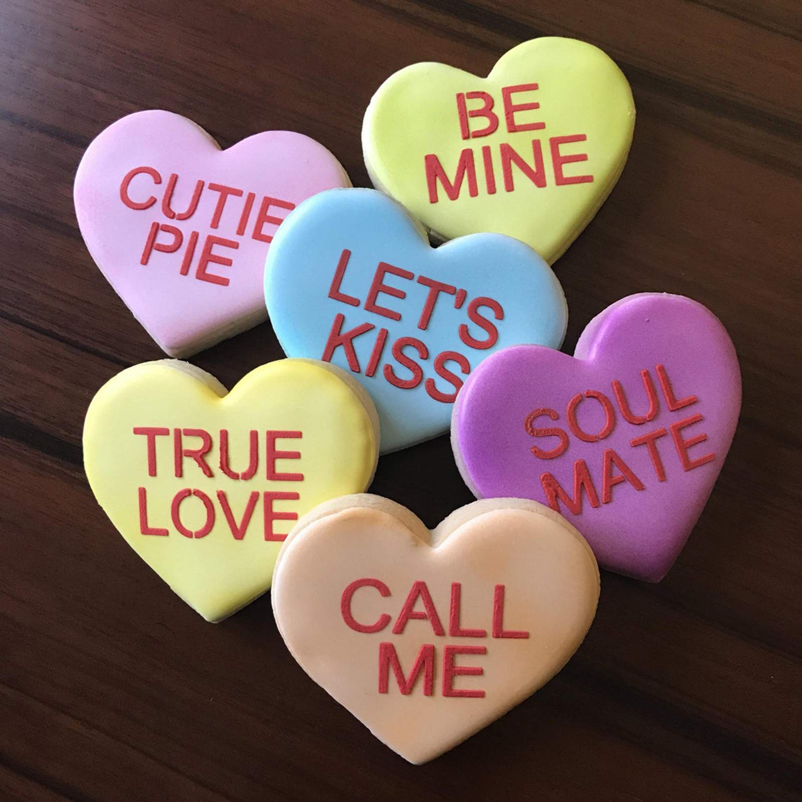 Conversation Hearts Cookie Stencil Or Number Cookies Stencils With Letter, Cookie Decor With Love Phrase Sign And Other Pattern