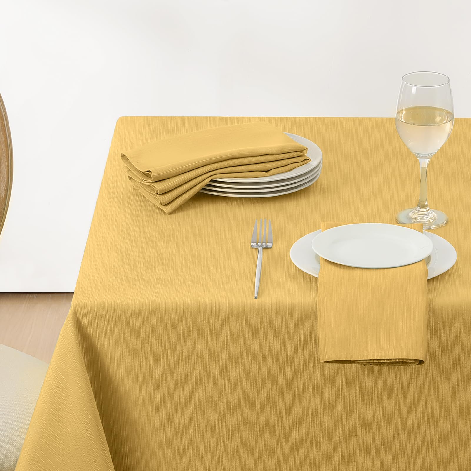Softalker Fall Jacquard Rectangle Tablecloth - Geometric Line Damask Table Covers Waterproof Stain Resistant Washable Polyester Table Cloths for Dining  Holiday & Parties (60 x 144 inch Gold)