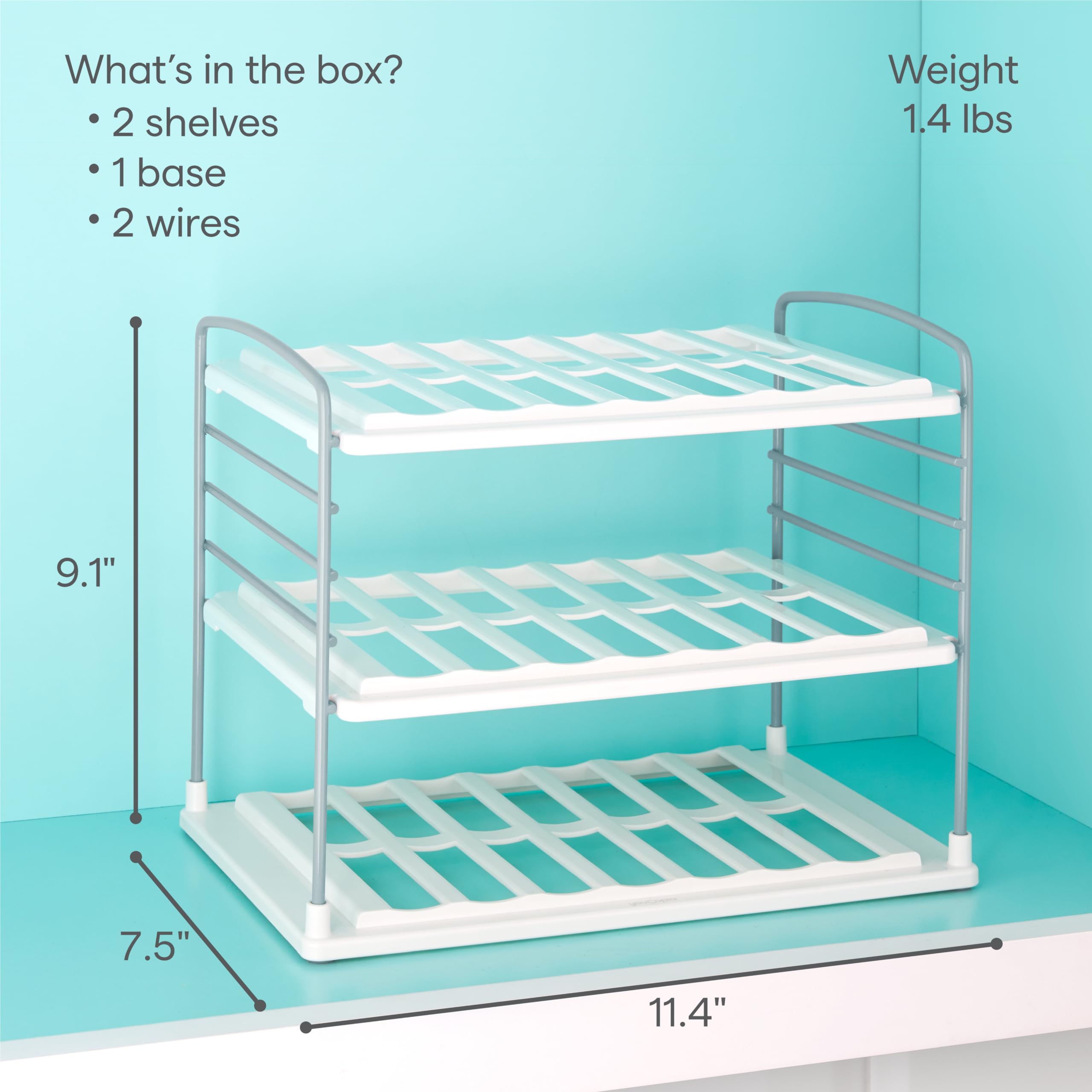 Youcopia Upspace Water Bottle And Travel Mug Cabinet Organizer, Adjustable Storage Rack For Kitchen Organization, 3-Shelf