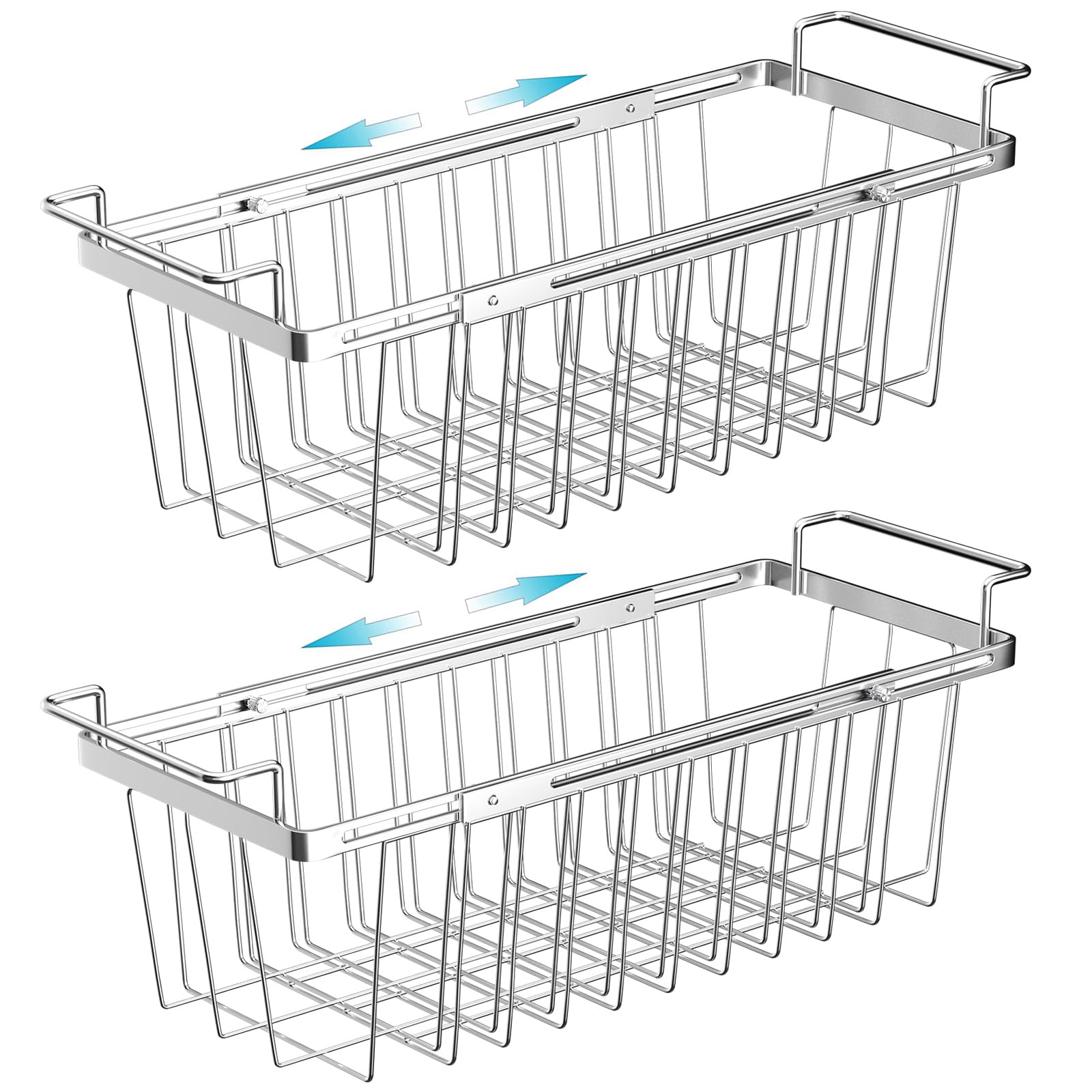 Orgneas Freezer Baskets For Chest Freezer, Capacity Expandable Deep Freezer Organizer Bins Adjustable From 16.5'' To 26.5'' Stai