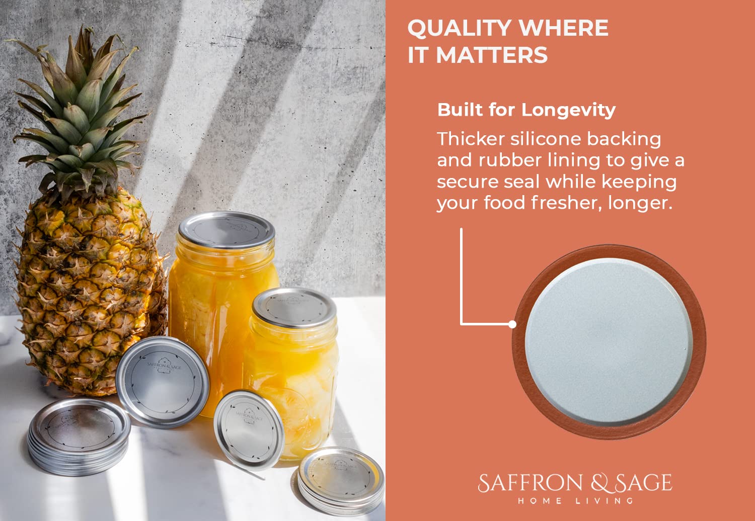 Saffron & Sage Canning Lids Regular Mouth - 120 Count Quality Universal Lids For Ball, Kerr Mason Jars - Good Sealing Performanc