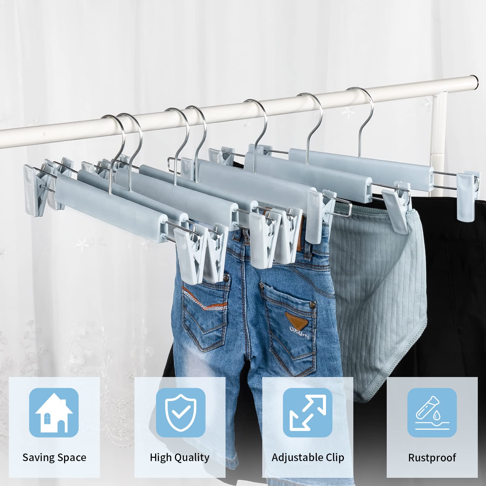 Lamitocs Skirt Hangers,Pants Hangers With Clips,360  Swivel Hooks Space Saving Hangers For Pants, Skirts, Clothes, Jeans (20Pack