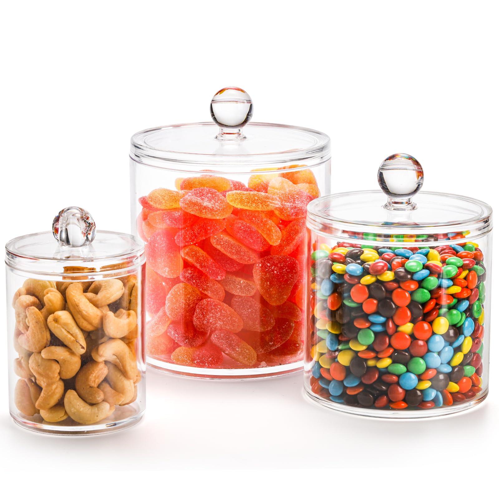 Youeon 6 Pack Acrylic Apothecary Jars With Lids, 32/20/10 Oz Clear Cotton Ball Holder, Cotton Pad Holder, Qtip Holder Bathroom C