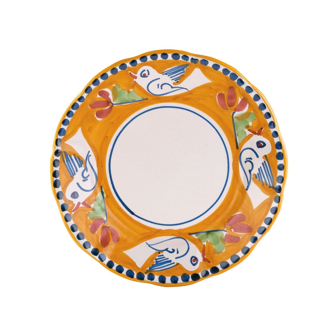 Vietri Campagna Uccello Salad Plate, Orange, 8'' D Handcrafted Earthenware Dessert Appetizer & Sandwich Dish