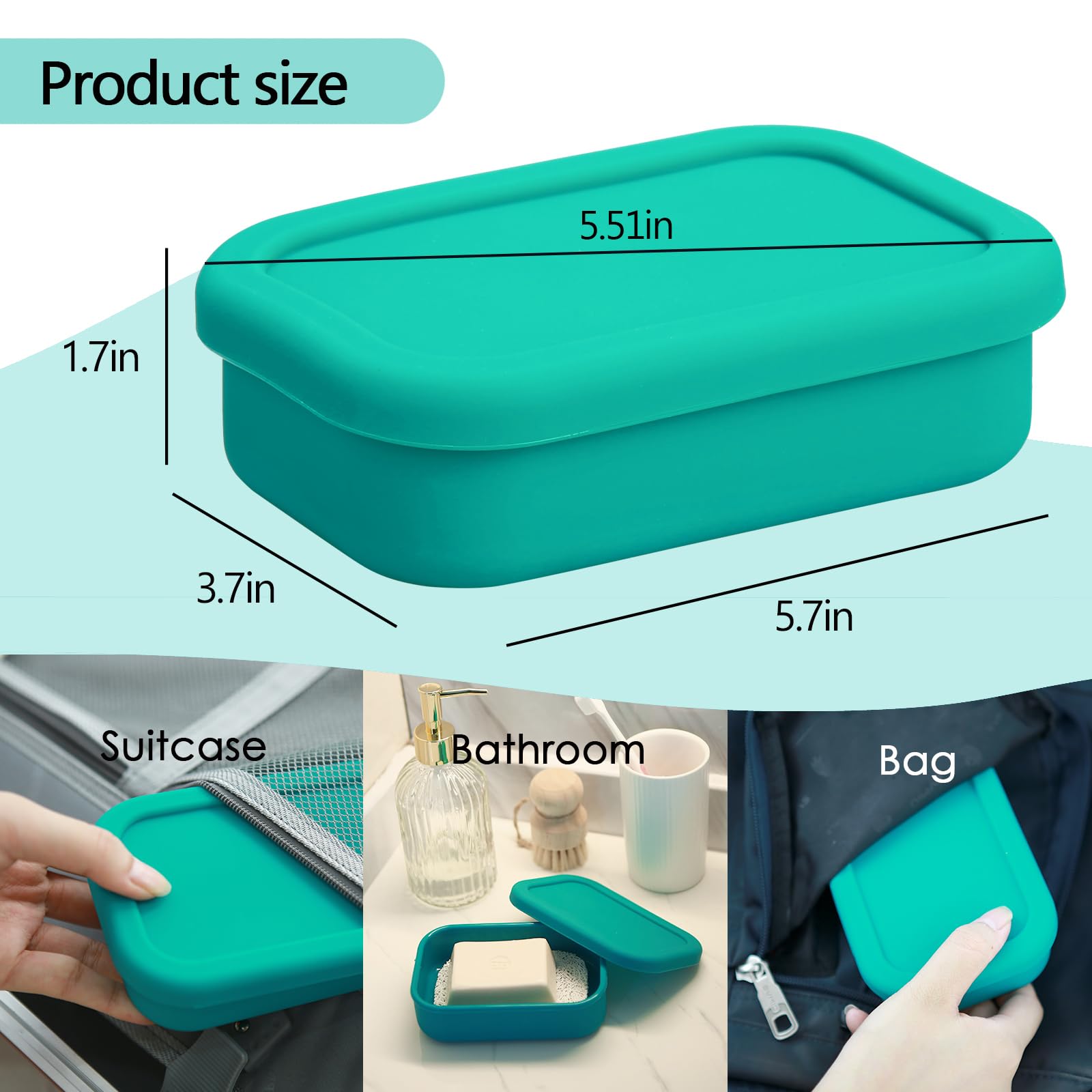 Puting Large Travel Soap Container Leak Proof,Silicone Soap Case With Soap Pad,Slip-Resistant Portable Bar Soap Holder For Showe