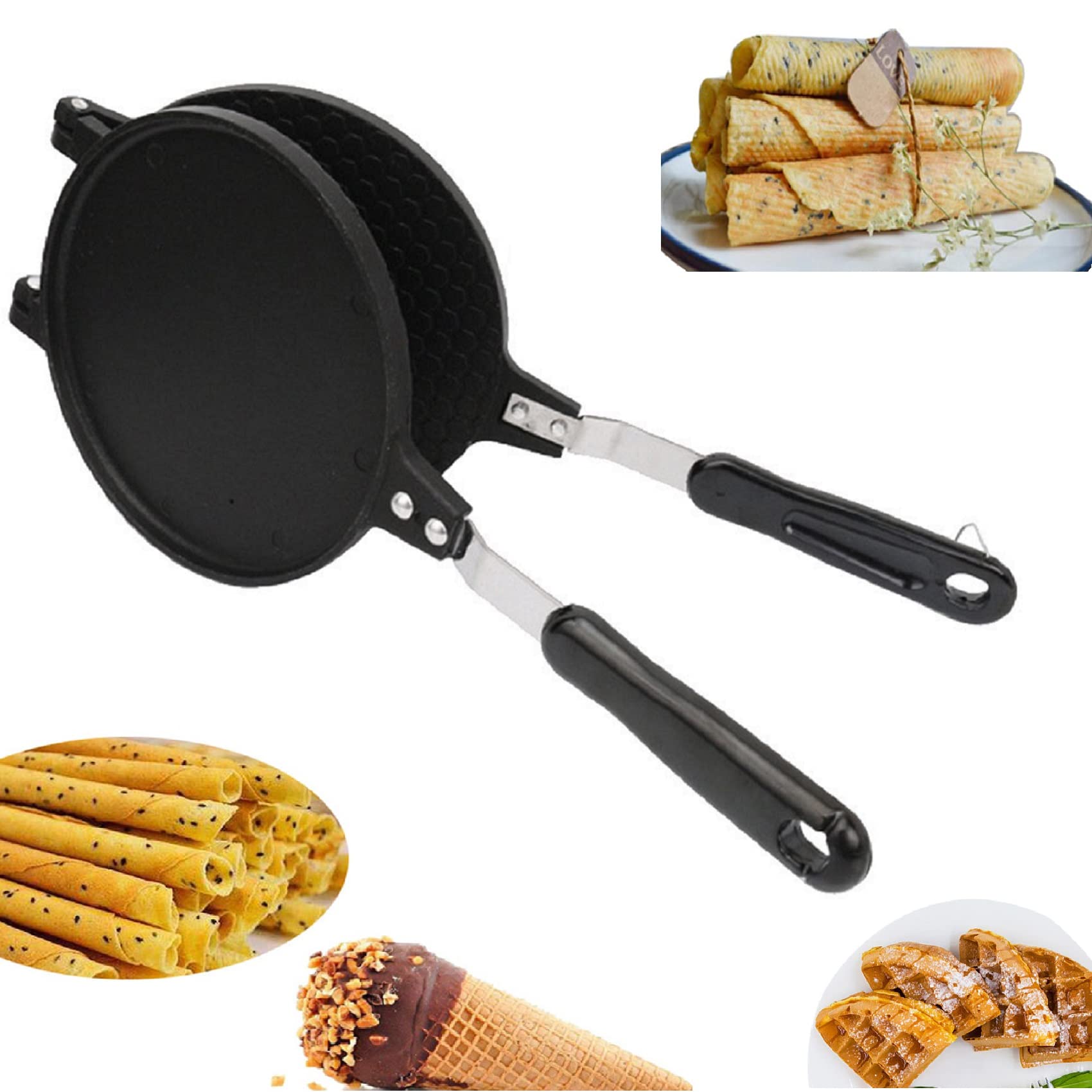 Double Side Waffle Maker Non Stick Waffle Irons Mold Pan Egg Roll Maker Diy Ice Cream Pancake Cone Maker Omelet Dessert Cooking