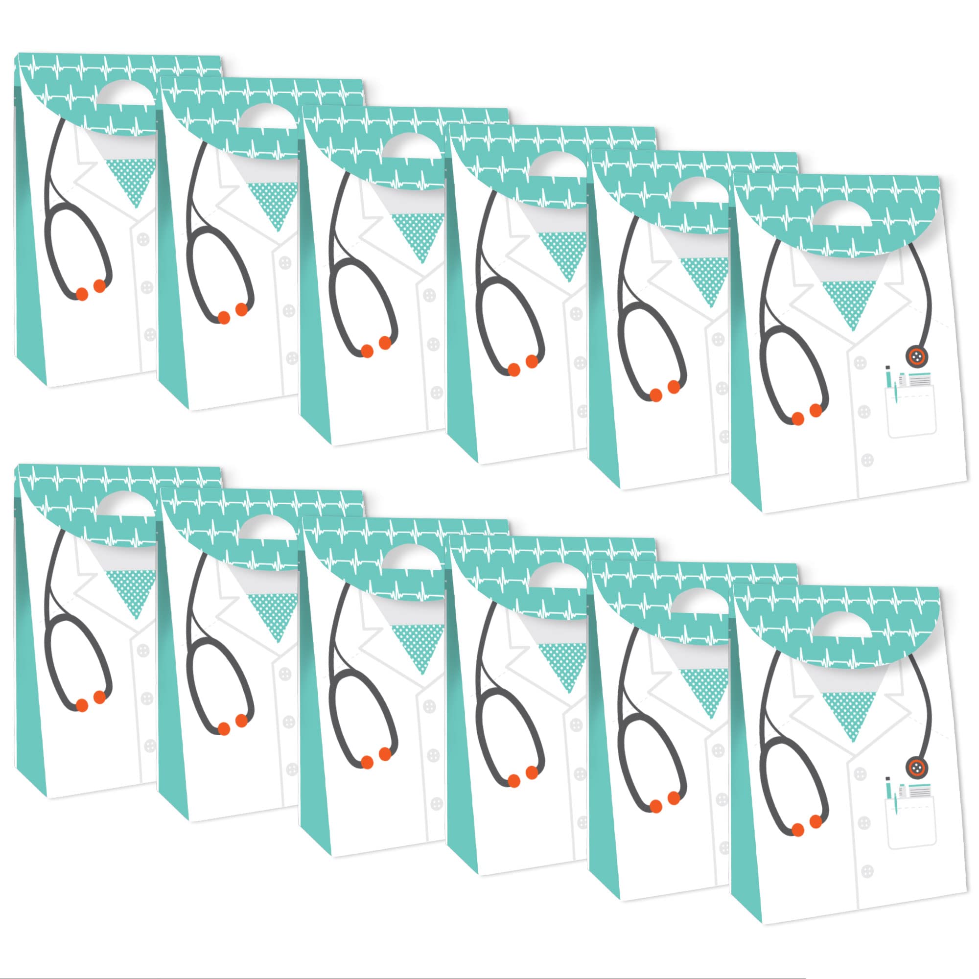 Big Dot Of Happiness Medical School Grad - Doctor Graduation Gift Favor Bags - Party Goodie Boxes - Set Of 12