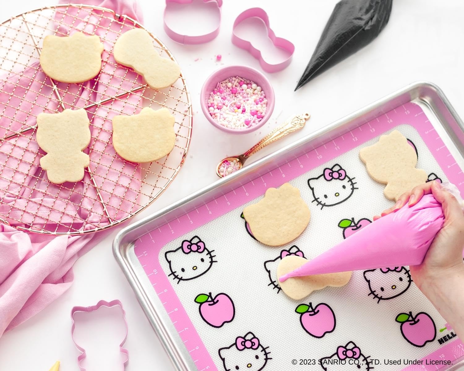Handstand Kitchen Hello Kitty Cookie Baking Set With Cookie Cutters, Non-Stick Baking Mat And More