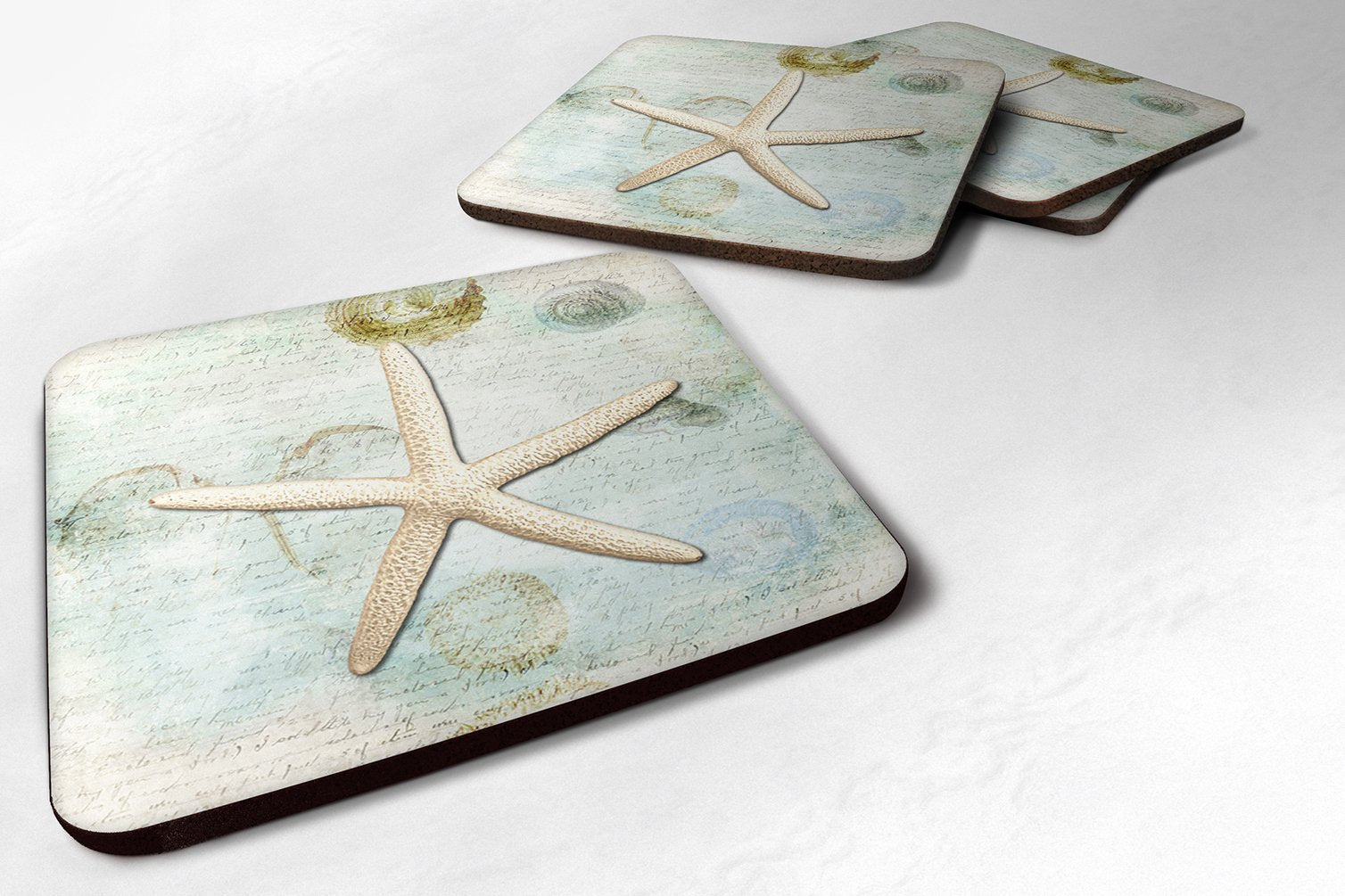 Carolines Treasures Starfish Foam Coasters (Set of 4), 3.5 H x 3.5 W, Multicolor