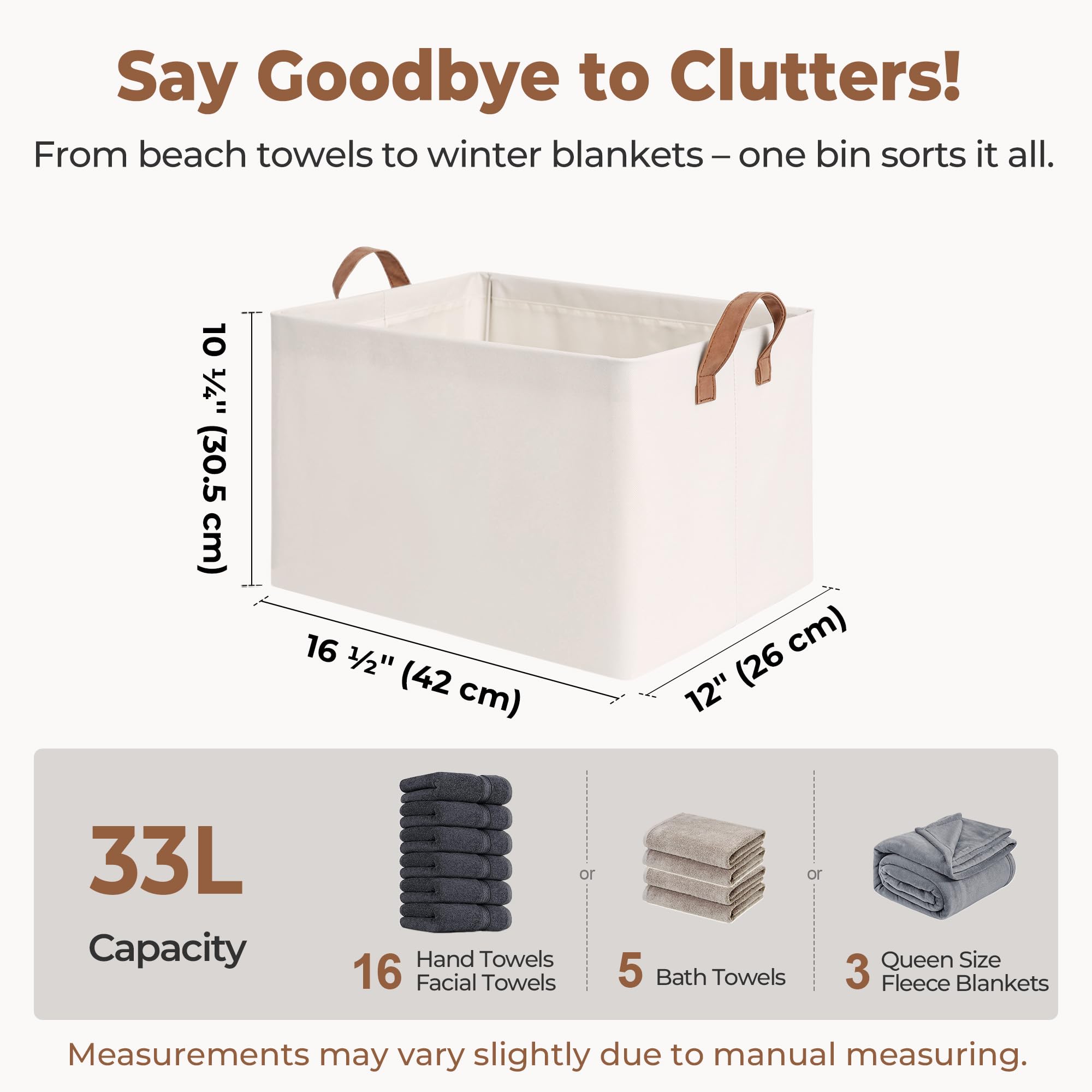 StorageWorks Storage Bins  Extra Large Closet Storage Bins for Organizing  Fabric Storage Baskets with Handles  Rectangle Storage Baskets for Closet  Natural Color  2-Pack