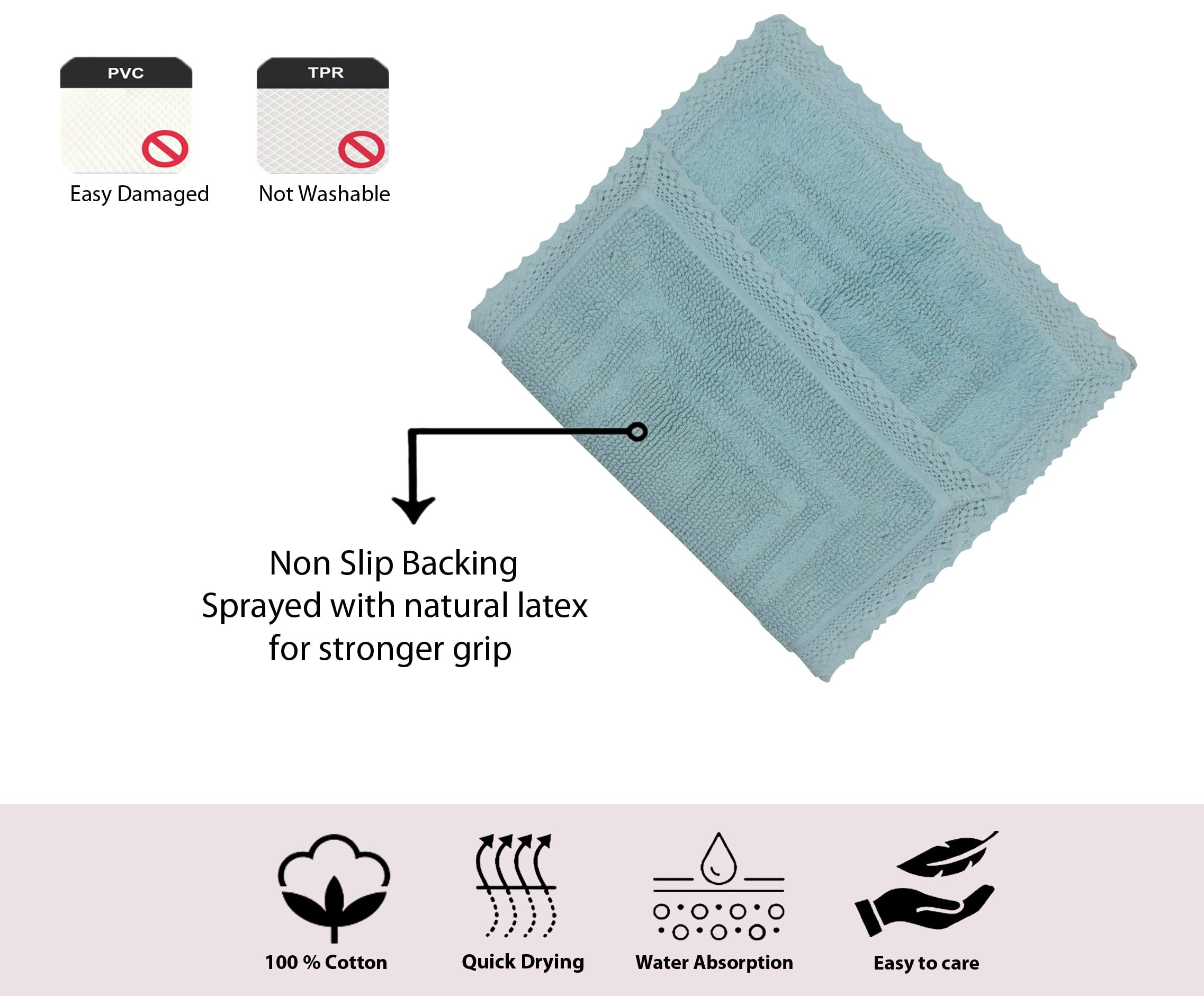 Home Weavers Opulent Reversible Bathmat 100% Cotton Bathroom Rugs Set, Bathroom D  Cor, Washable Rug, Extra Soft And Absorbent B