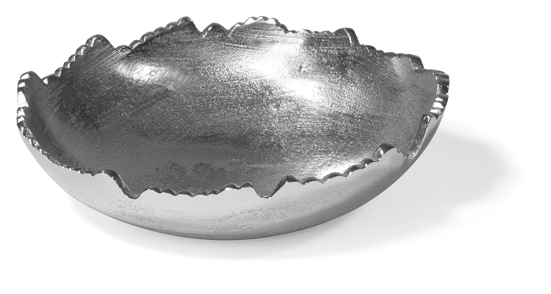 Red Co. 8.75    Silver Moon Decorative Metal Torn Hammered Asymmetrical Centerpiece Bowl with Pointed Edges