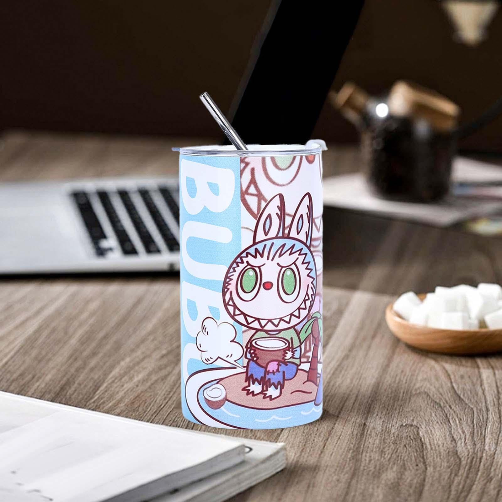 Trendivibe Stainless Steel Straw Cup Cartoon Modern Coffee Mug For Home Travel Birthday Style A