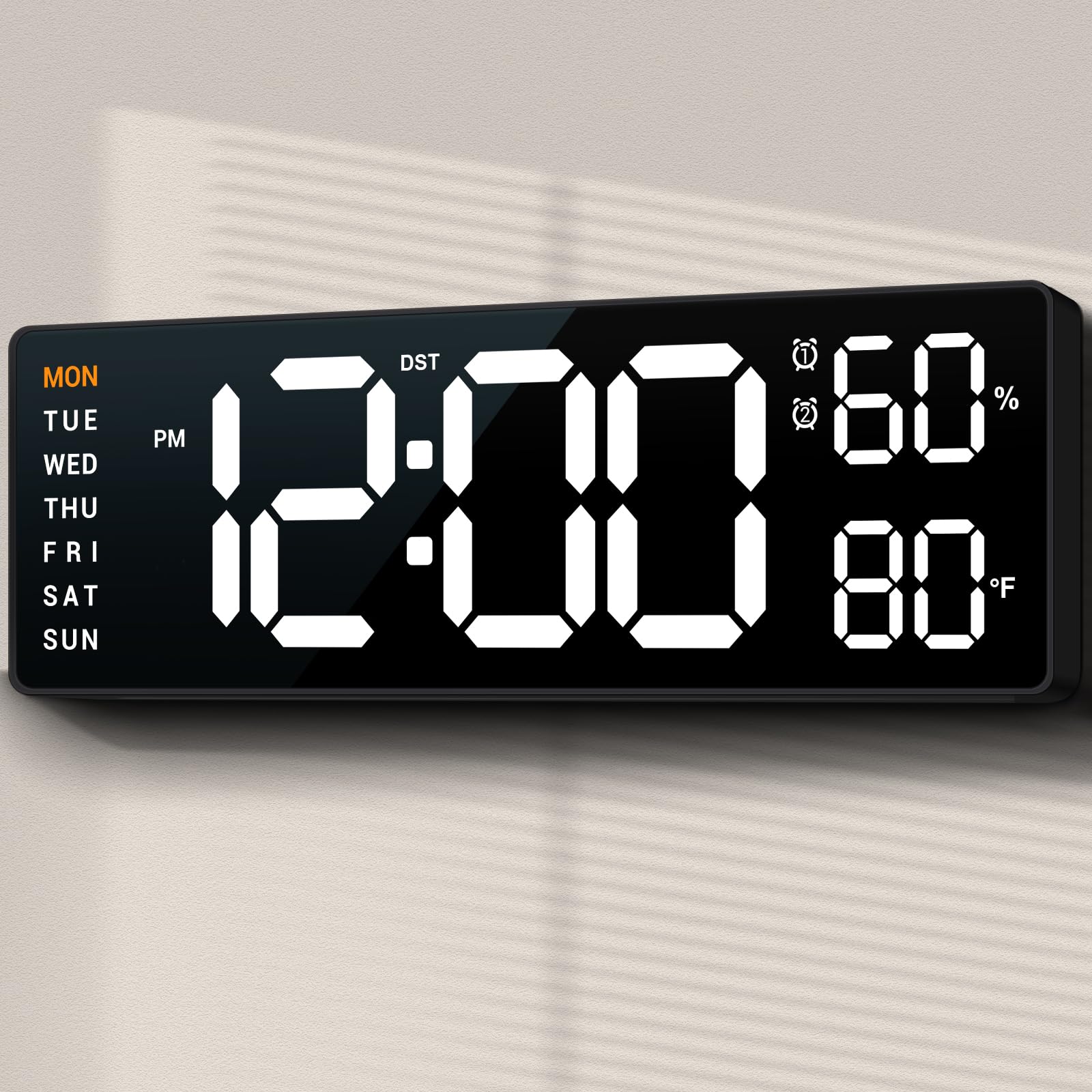 10 Digital Wall Clock: Dual Alarm Wall Mount Decor Clock for Living Room Classroom Office Desk, House Warming Gifts New Home Dec