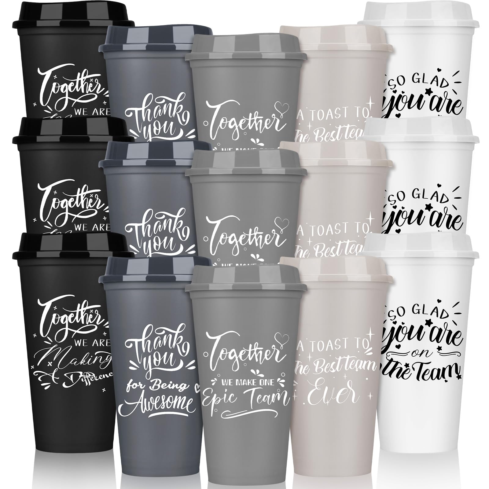 Pickmesh 15 Pcs Employee Appreciation Gifts Bulk Cna Week 16 oz Plastic Tumblers with Lids Graduation Teacher Appreciation Gifts