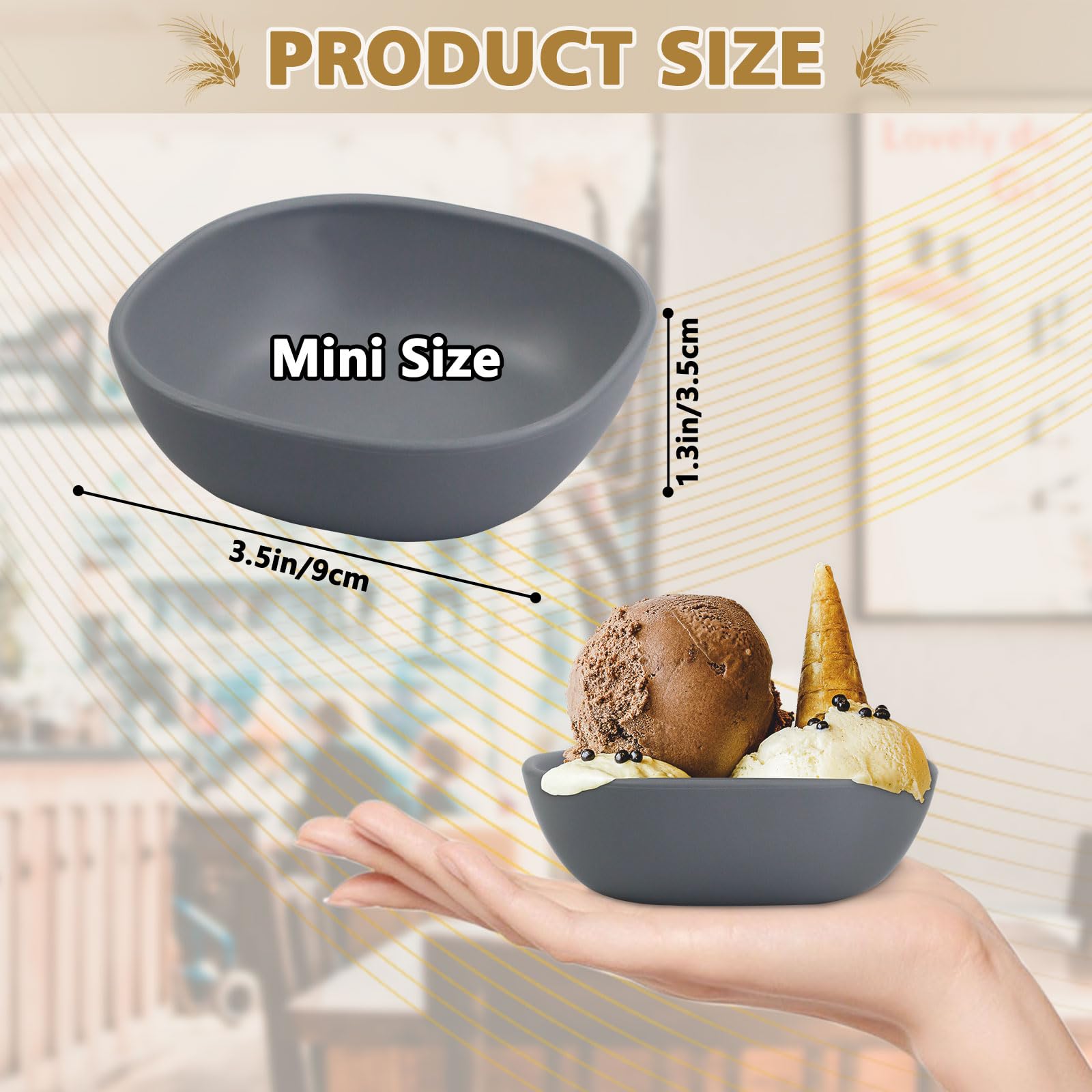 Set Of 6 Bamboo Fiber Small Bowls 4.7 Oz, Unbreakable Soy Sauce Dish, Mini Dipping Dessert Ice Cream Bowls, Serving Fruit Snack