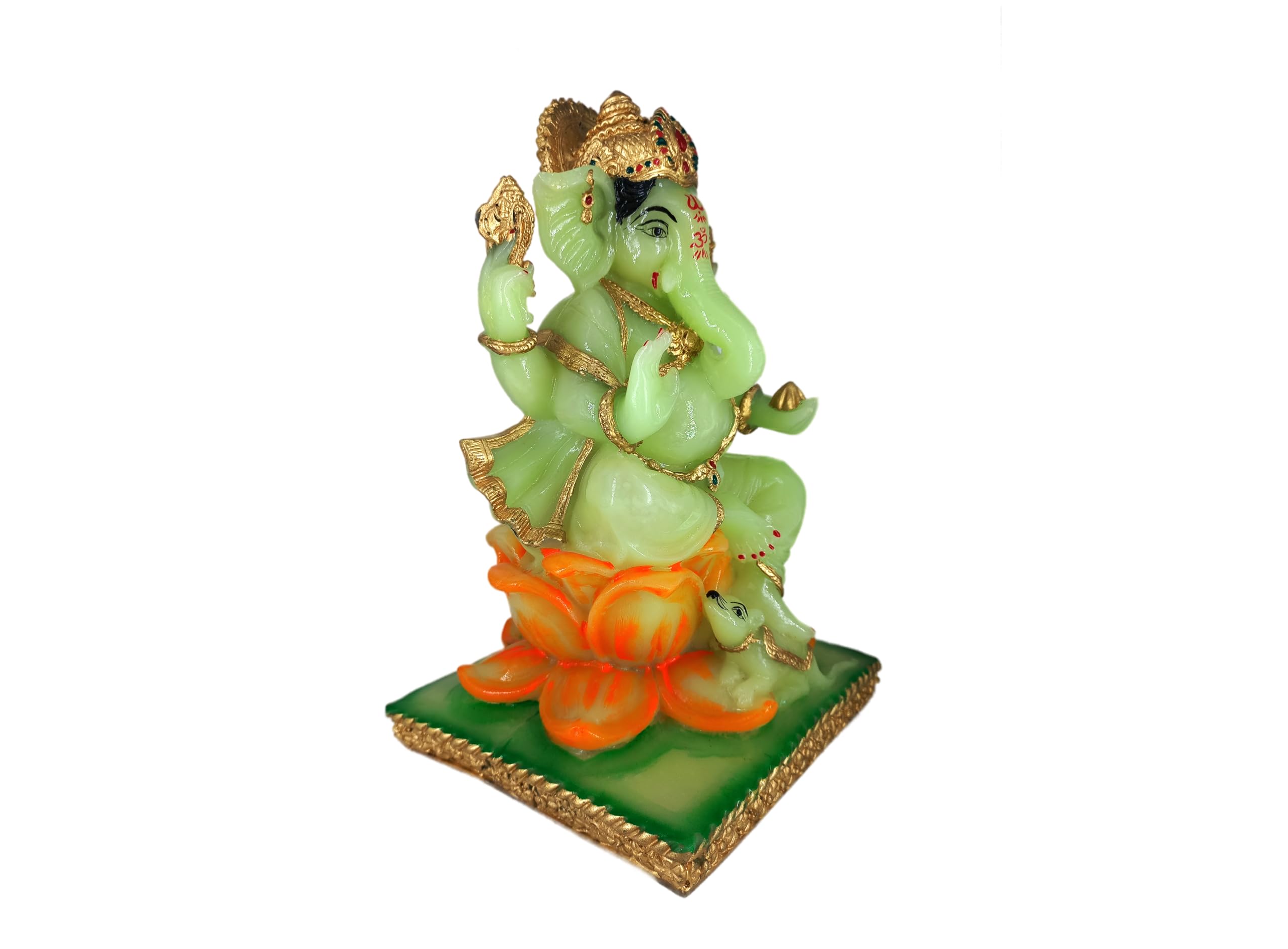 Achleshwar Cultured Marble Hand Crafted Ganesh Idol Sitting On Lotus With Mushak |Lord Ganesh Statue For Pooja, Gift & Home/Offi