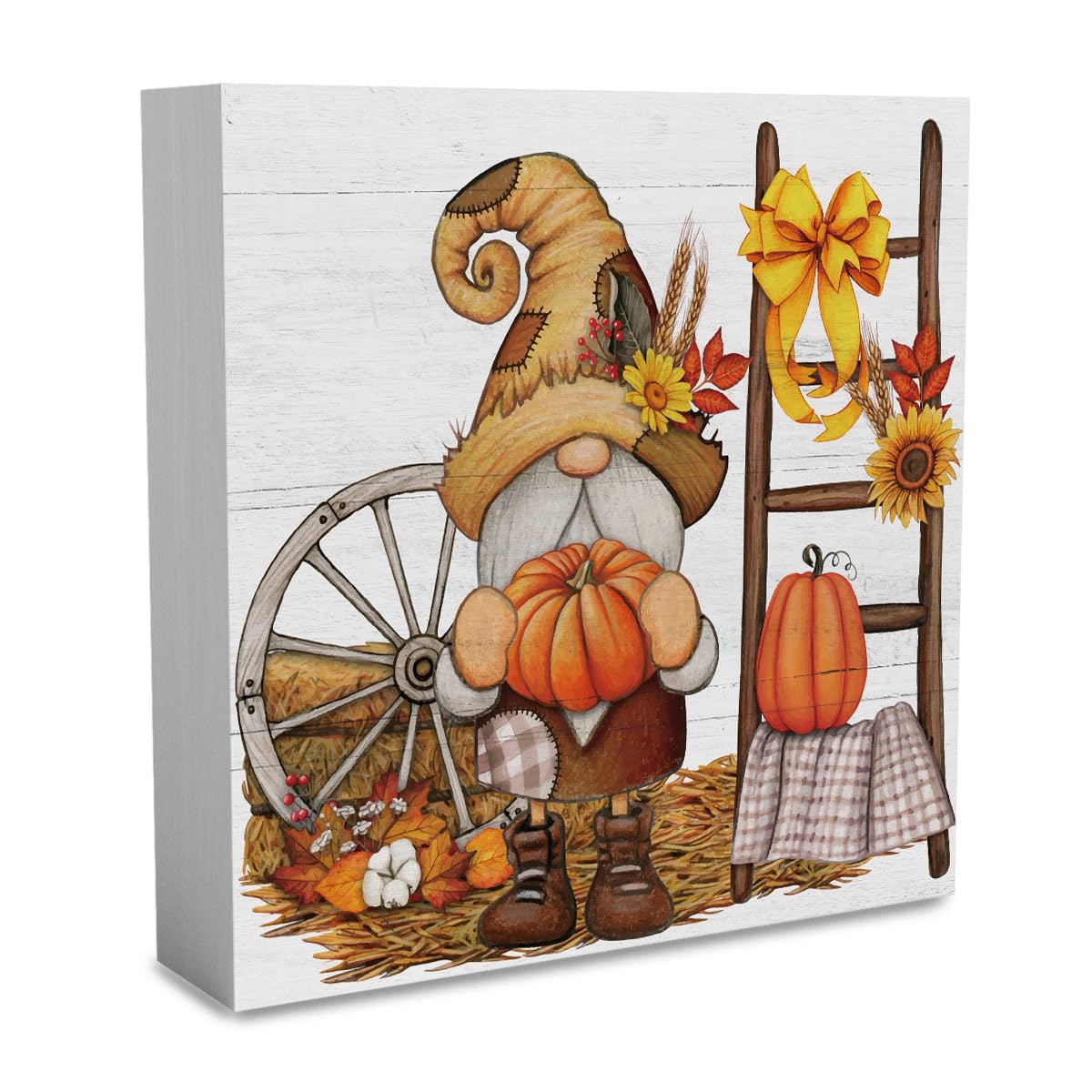 Fall Gnomes Sign Fall Decorations for Home Office Indoor Fall Desk Decor for Bathroom Bedroom Autumn Thansgiving Decor 5 x 5 Inc