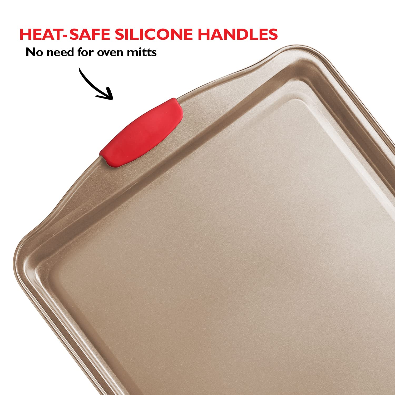 Eatex Baking Sheet, 8Pc Cookie Sheet Set With Silicone Handles, Nonstick Steel Baking Pan, Durable Baking Sheets For Oven, Bpa F