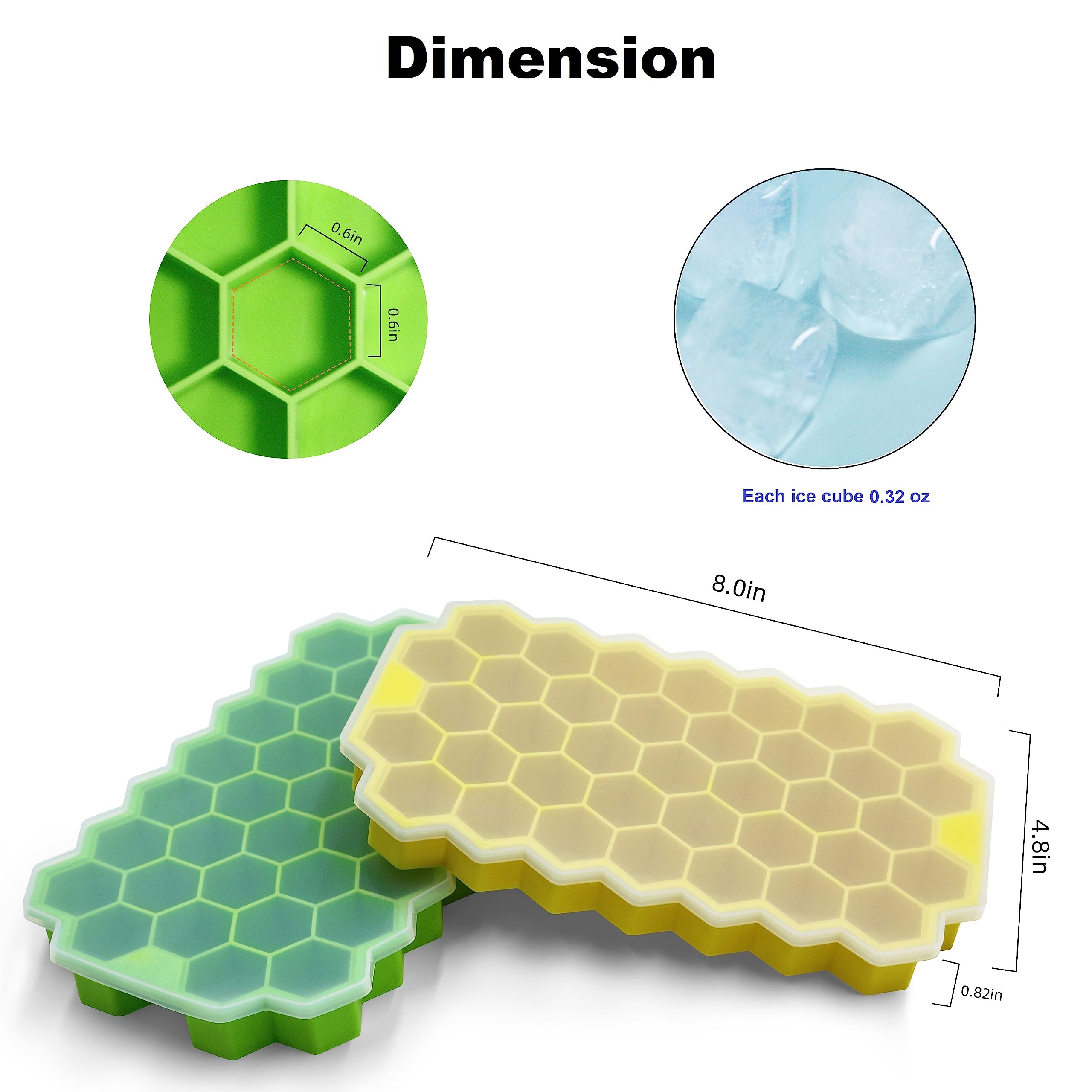 Ice Cube Trays For Freezer With Lid-37 Grid 4Pcs Multicolor Silicone Ice Cube Tray With Lid For Small Ice Cube Molds,Easy-Releas