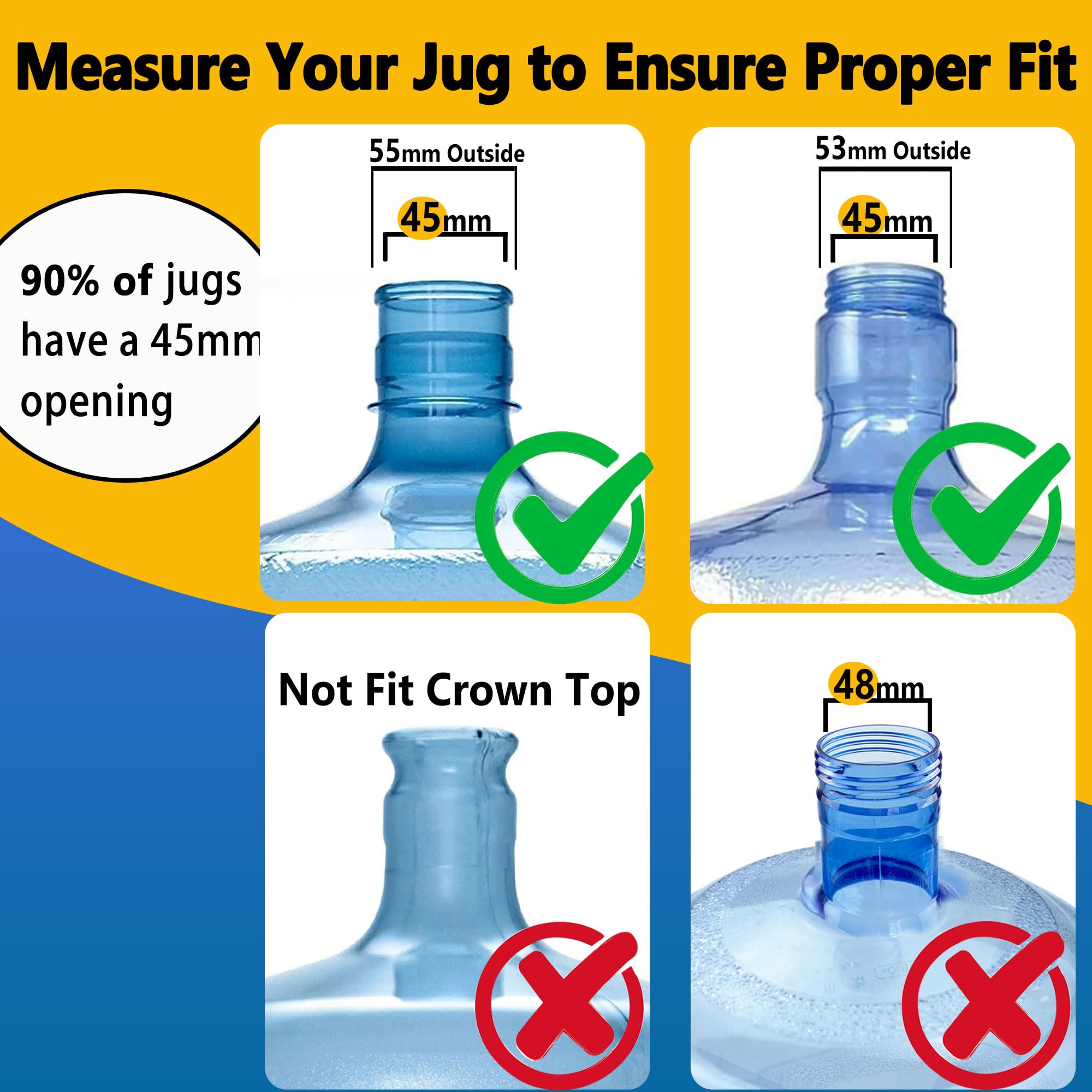 Striludo 5 Packs 5 Gallon Water Jug Cap,Water Jug Plug,Replacement Water Jug Caps,Reusable Silicone Leak Proof Jug Lid For 55Mm