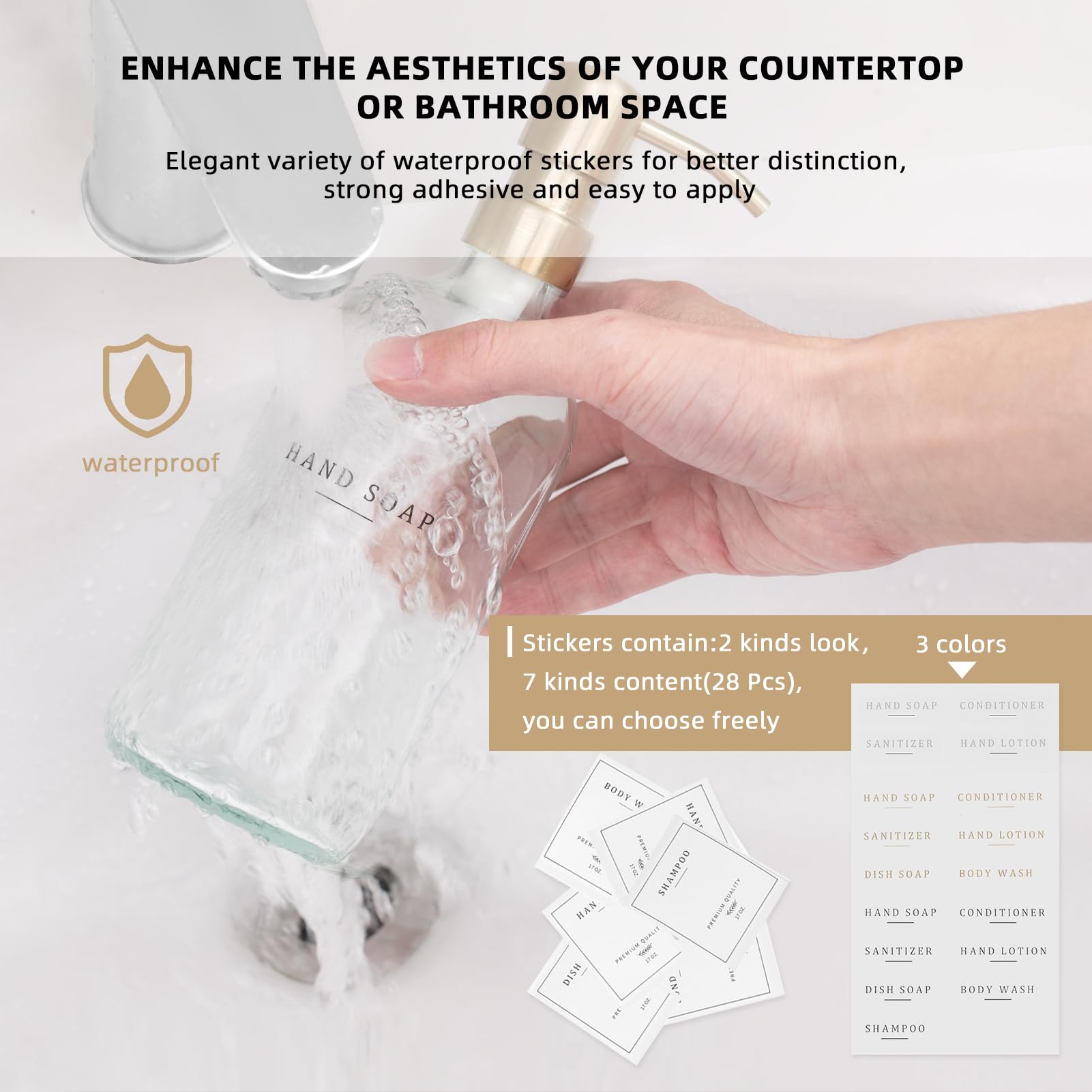 Glass Soap Dispenser - Dish Soap Dispenser For Kitchen And Hand Soap Dispenser Set, Bathroom Soap Dispenser With 304 Rust Proof