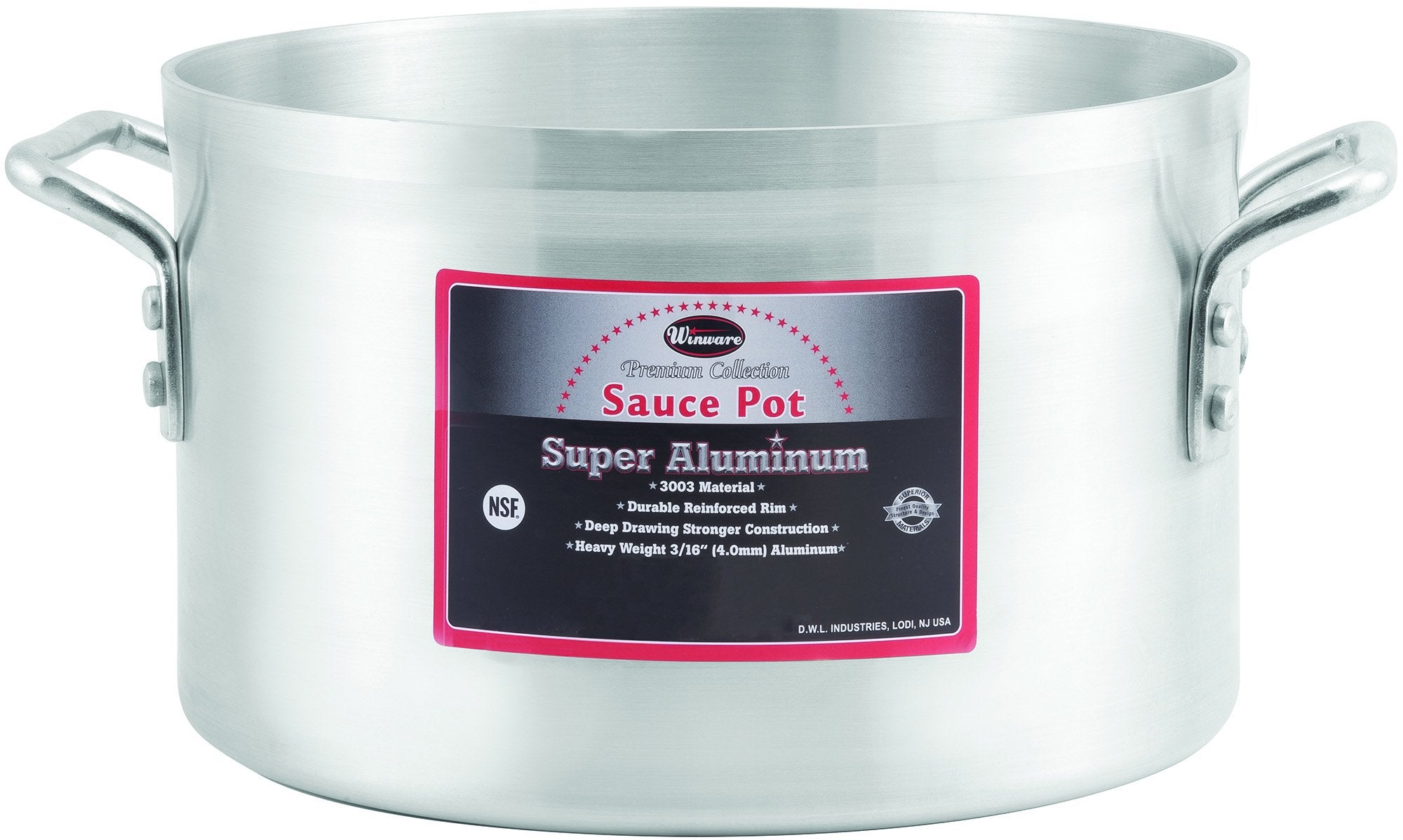 Winco USA Super Aluminum Sauce Pot, Heavy Weight, 40 Quart, Aluminum
