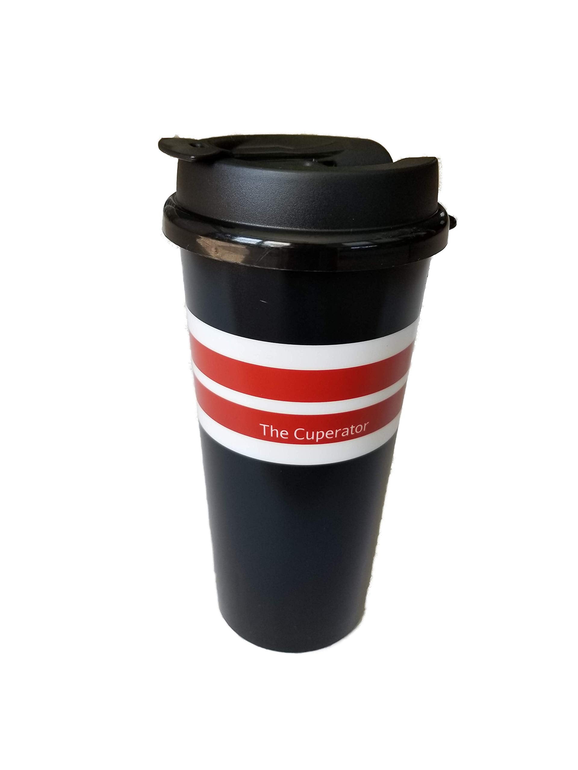 Cuperator Travel Mug  Insulated Reusable Drink Cup (16, Black, Red, White)