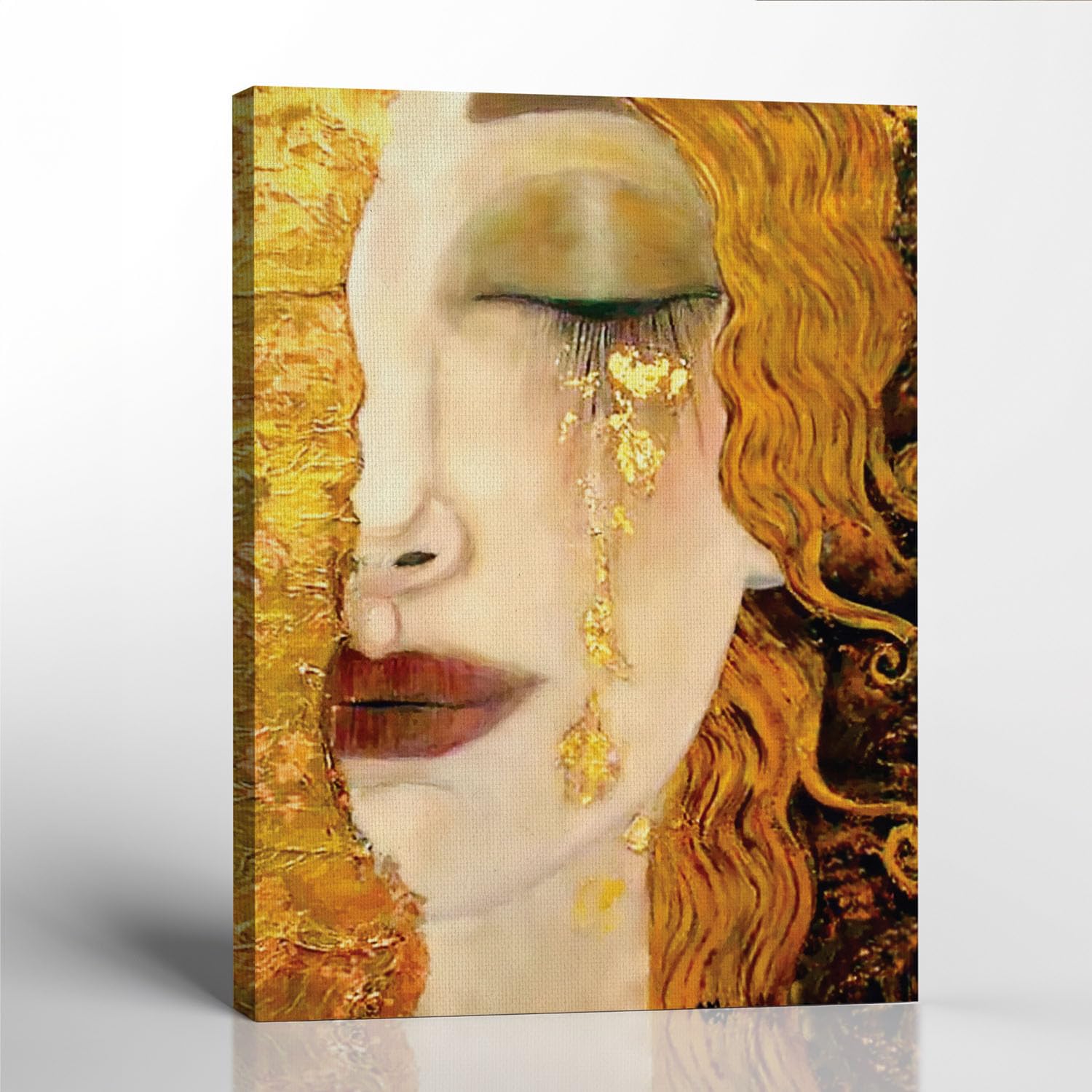 Golden Tears Canvas Frame By Gustav Klimt Wall Art, Ready To Hang For Living Room Home Wall Decor, C2430-11X14