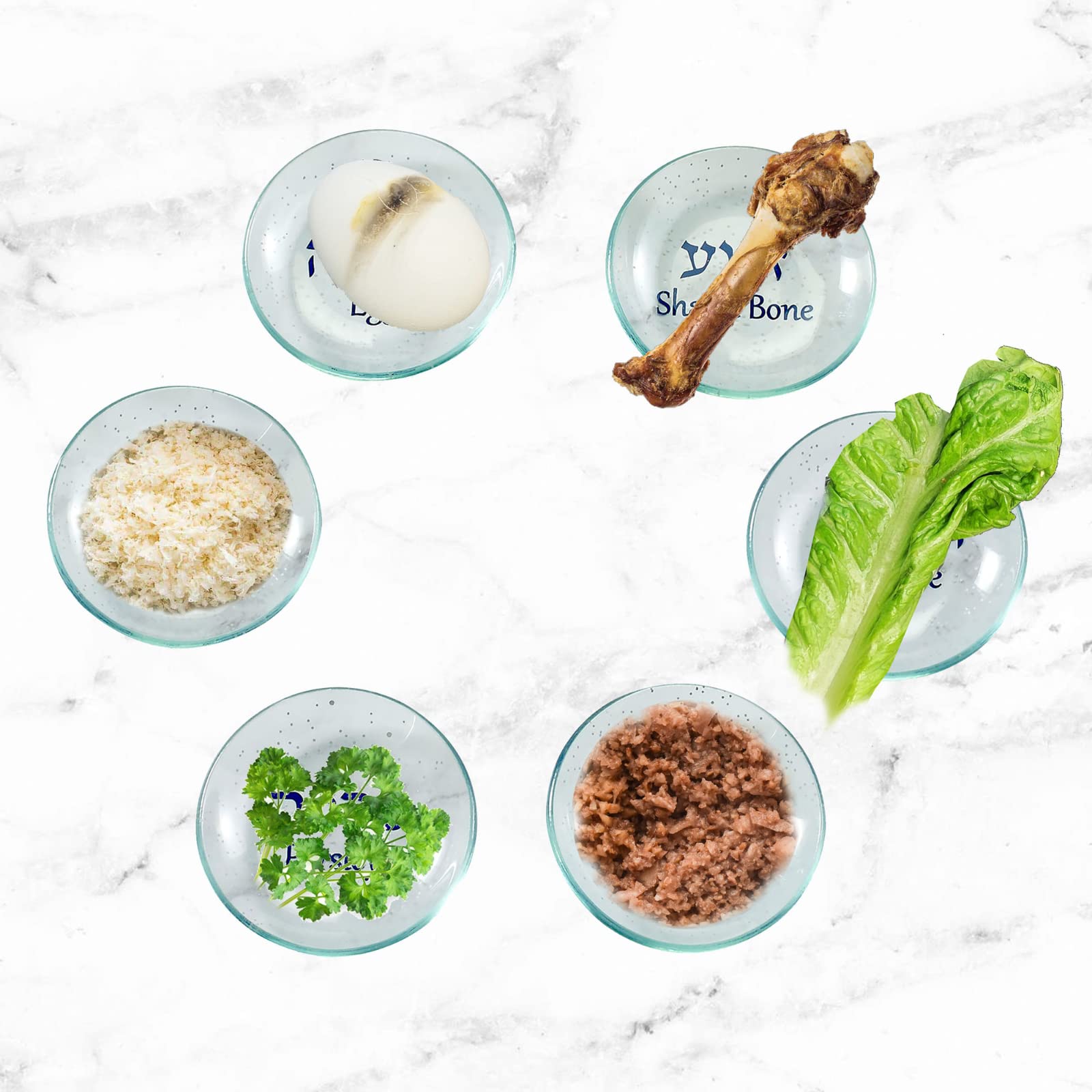 Rite Lite Passover Glass Seder Plate Liners Bulk Set Of 6 - Stylish & Elegant Jewish Holiday Party Decorations Passover Gifts Pe